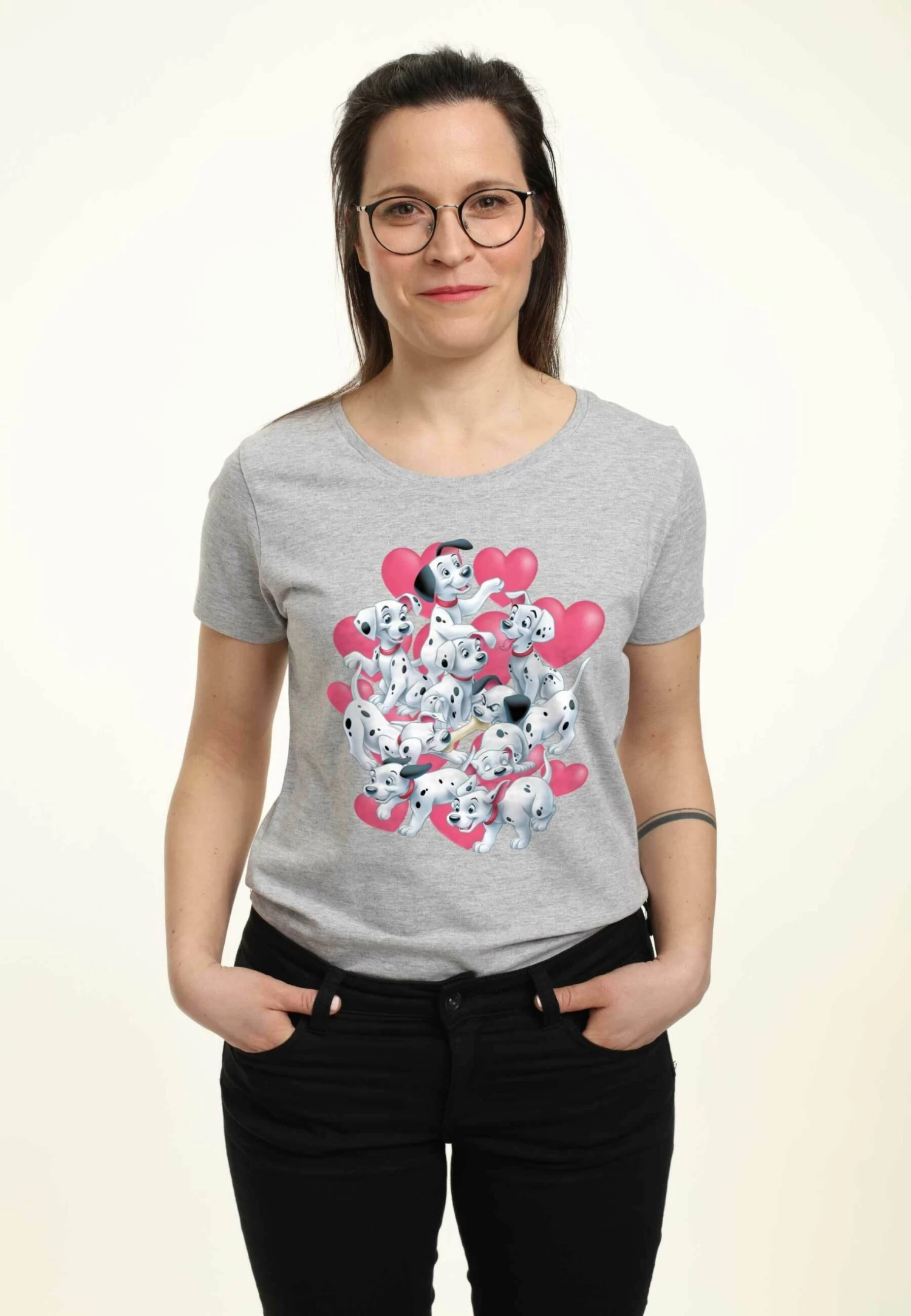 Disney Dalmatians Dalmatian Group Valentines - T-Shirt Print - Heather Grey 3 Disney Dalmatians Dalmatian Group Valentines - T-Shirt Print - Heather Grey