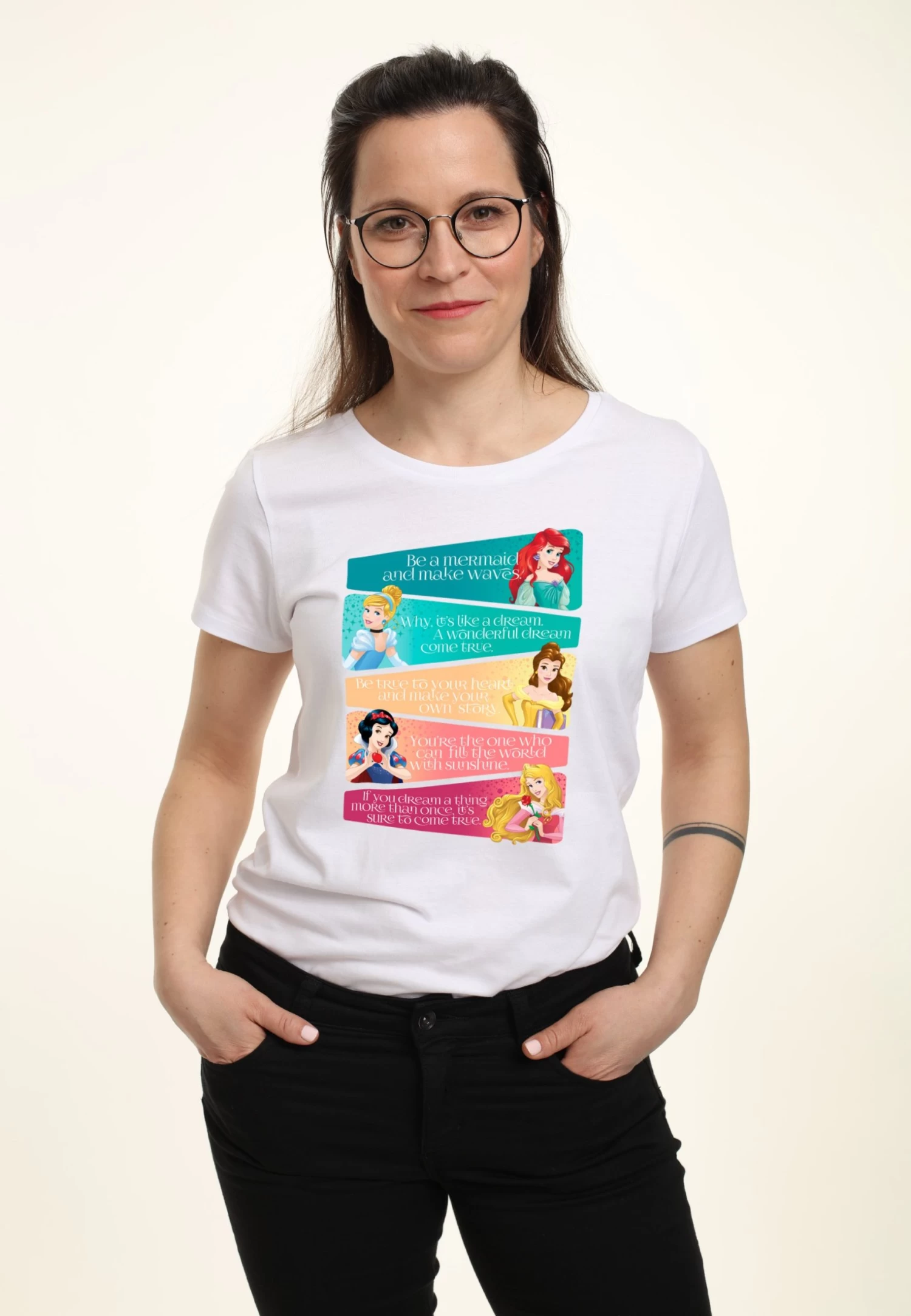 Disney Princesses Princess Adjectives - T-Shirt Print - White 3 Disney Princesses Princess Adjectives - T-Shirt Print - White