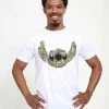 Disney Lilo & Stitch Stitch Floral Unisex - T-Shirt Print - White -Disney 0940de3900e0469e86ff4e546d3bcd15