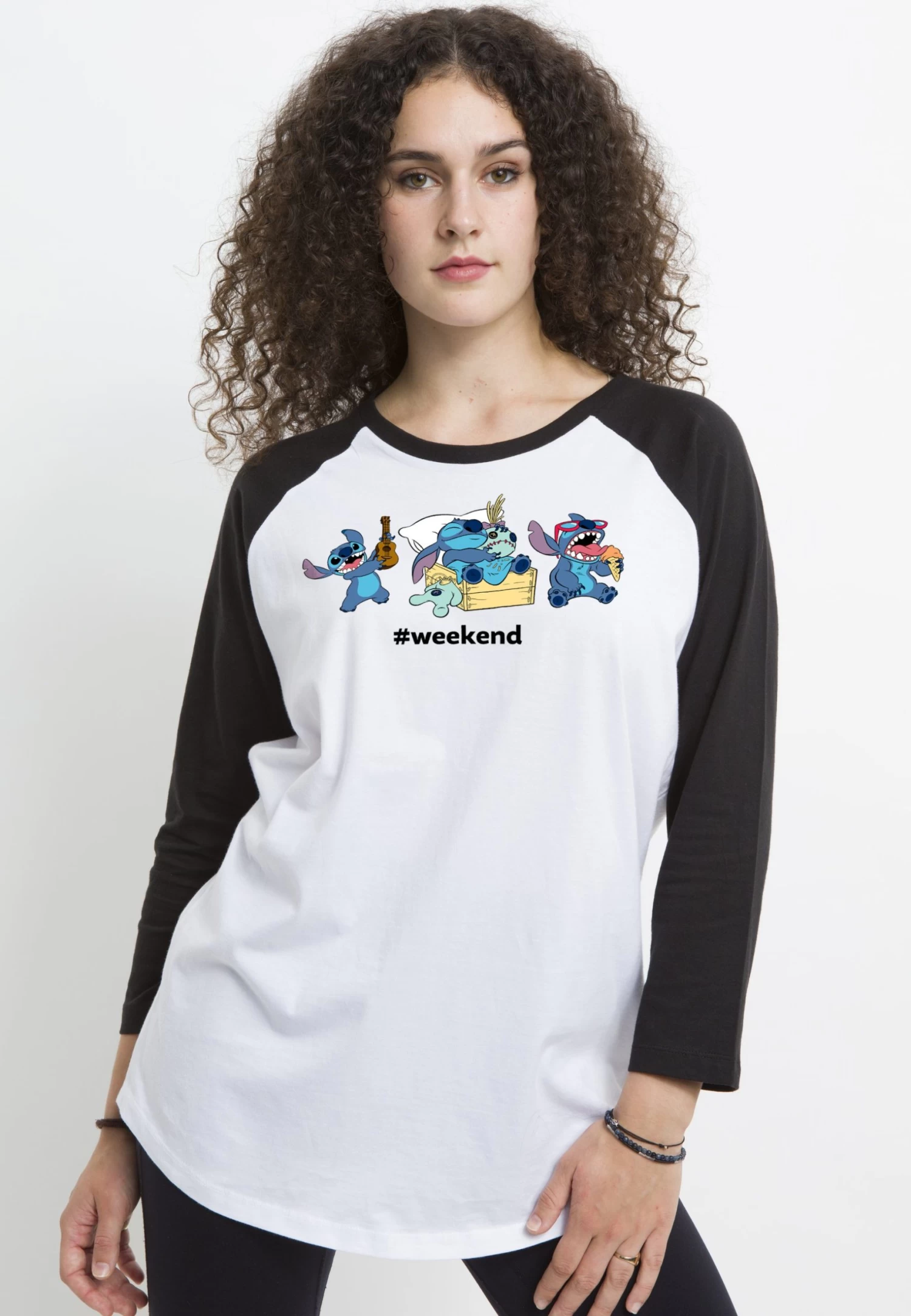 Disney Lilo & Stitch Stitch Weekend - Longsleeve - White Black 3 Disney Lilo & Stitch Stitch Weekend - Longsleeve - White Black