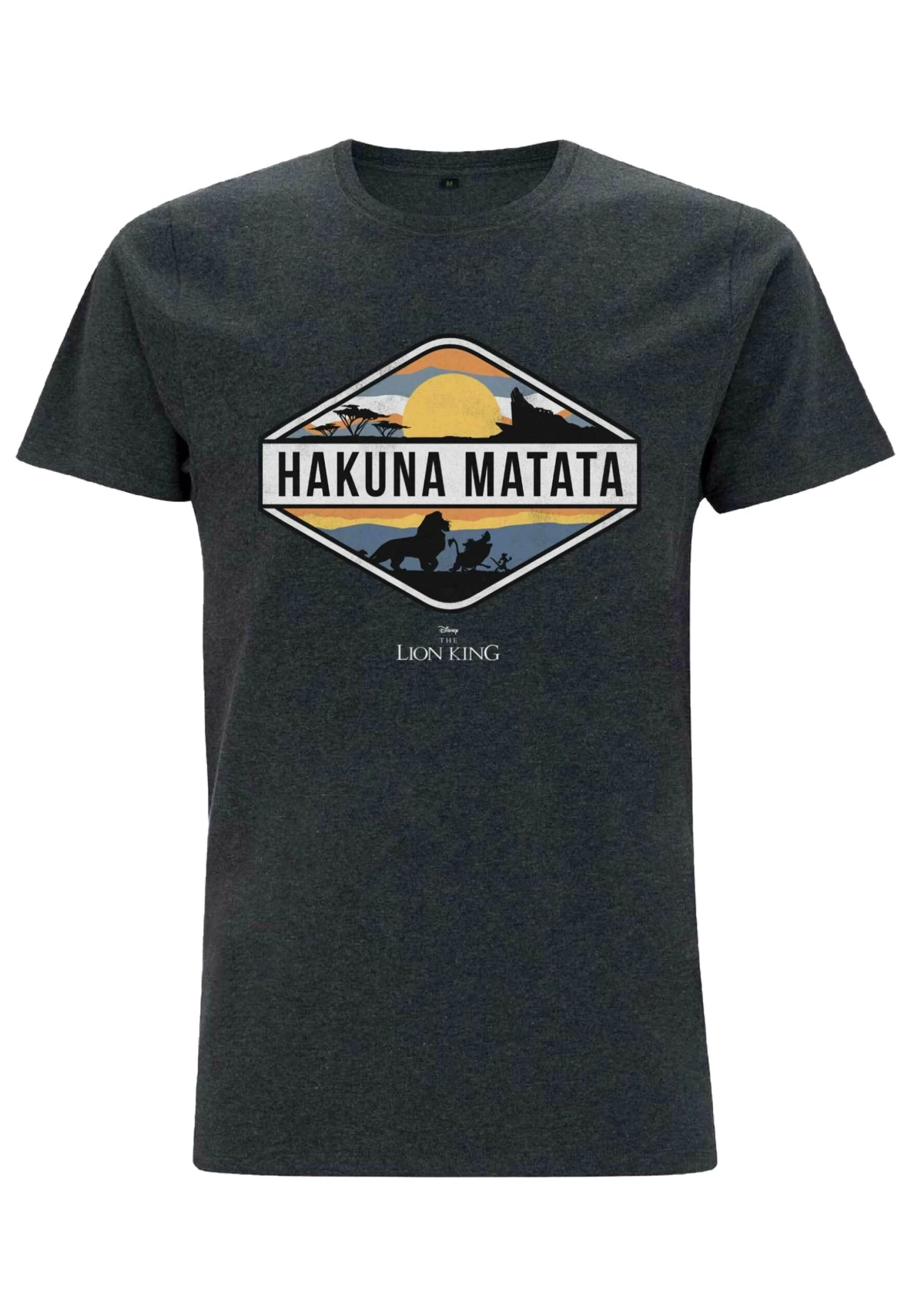 Disney The Lion King Hakuna Matata Emblem Unisex - T-Shirt Print - Melange Black 5 Disney The Lion King Hakuna Matata Emblem Unisex - T-Shirt Print - Melange Black - Afbeelding 3