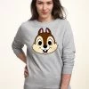 Disney Mickey & Friends Chip Big Face - Sweater - Heather Grey -Disney 17717f12eb894a98bf3042478cbec2f7