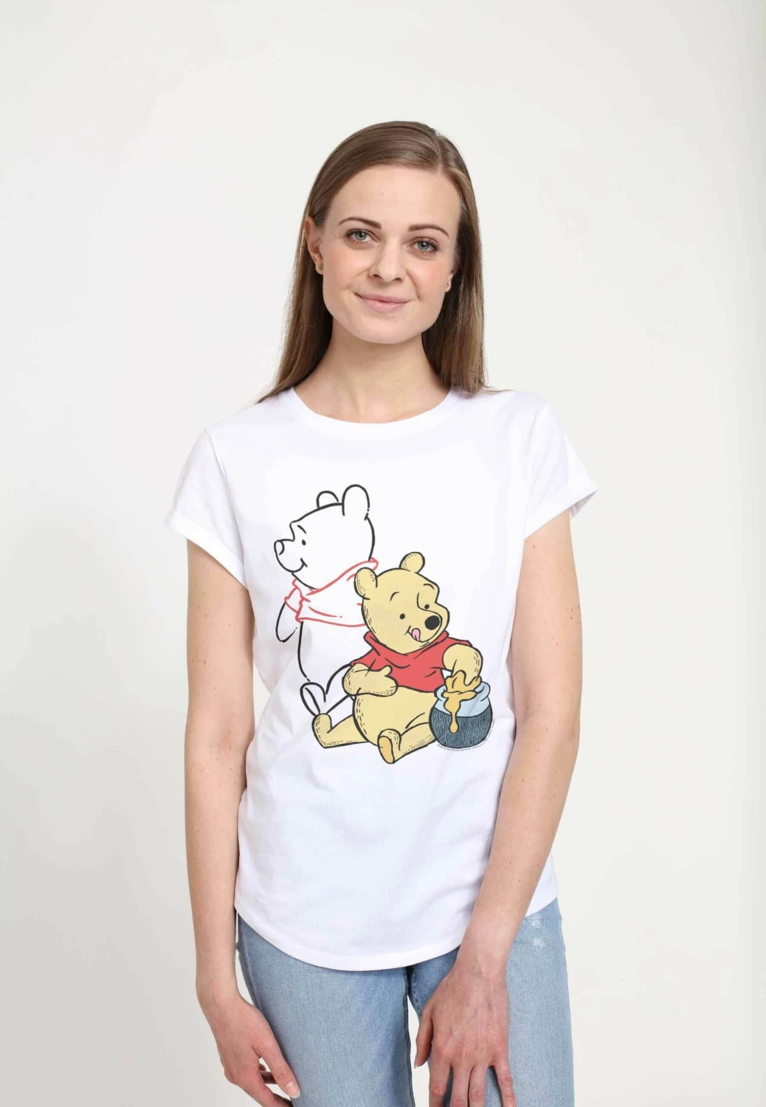 Disney Winnie The Pooh Pooh Line Art - T-Shirt Print - White 6 Disney Winnie The Pooh Pooh Line Art - T-Shirt Print - White - Afbeelding 4