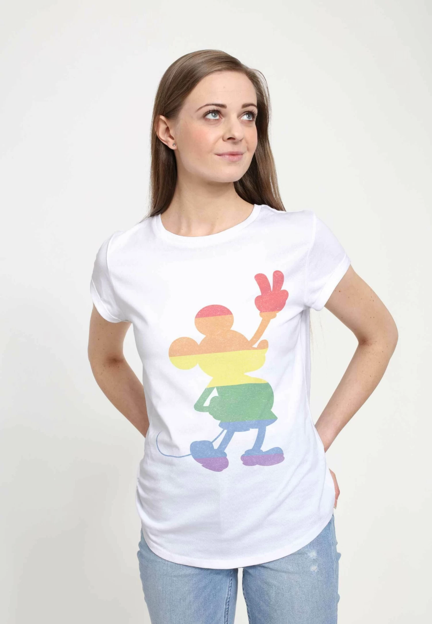 Disney Mickey Classic Love Is Love Pride Mickey - T-Shirt Print - White 5 Disney Mickey Classic Love Is Love Pride Mickey - T-Shirt Print - White - Afbeelding 3