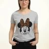 Disney Mickey Classic Modern Minnie Face Leopard - T-Shirt Print - Heather Grey -Disney 1fca9d41acbc4dee9a060855d42b7eca