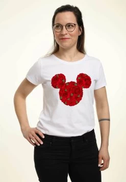 Disney Mickey Classic Mickey Mouse Roses - T-Shirt Print - White -Disney 28a4198eff8c41ce9871915c3934adbb