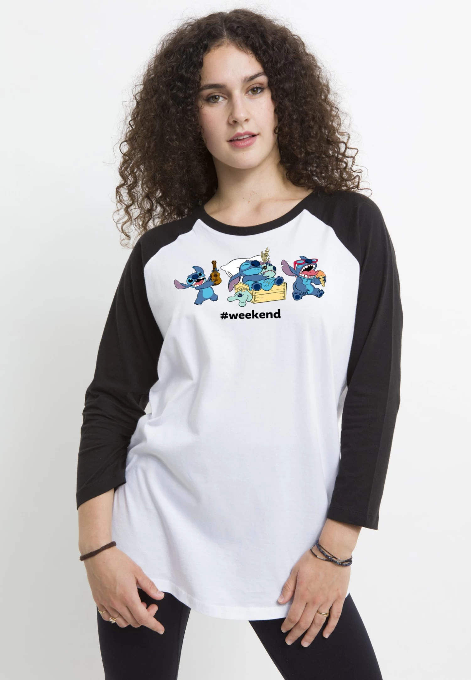 Disney Lilo & Stitch Stitch Weekend - Longsleeve - White Black 6 Disney Lilo & Stitch Stitch Weekend - Longsleeve - White Black - Afbeelding 4