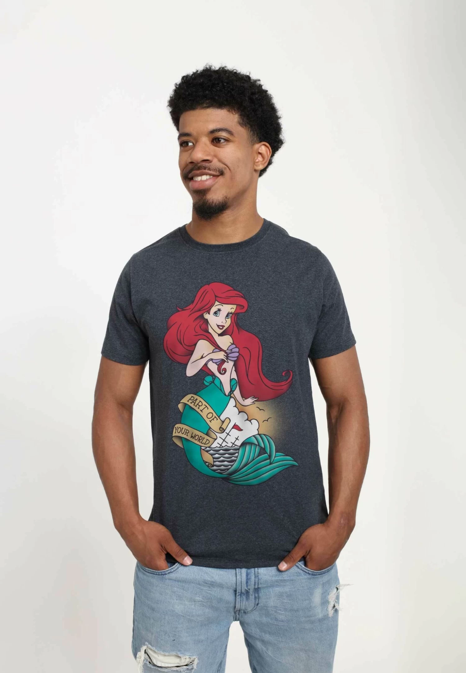 Disney The Little Mermaid Sailor Ariel Unisex - T-Shirt Print - Melange Black 5 Disney The Little Mermaid Sailor Ariel Unisex - T-Shirt Print - Melange Black - Afbeelding 3