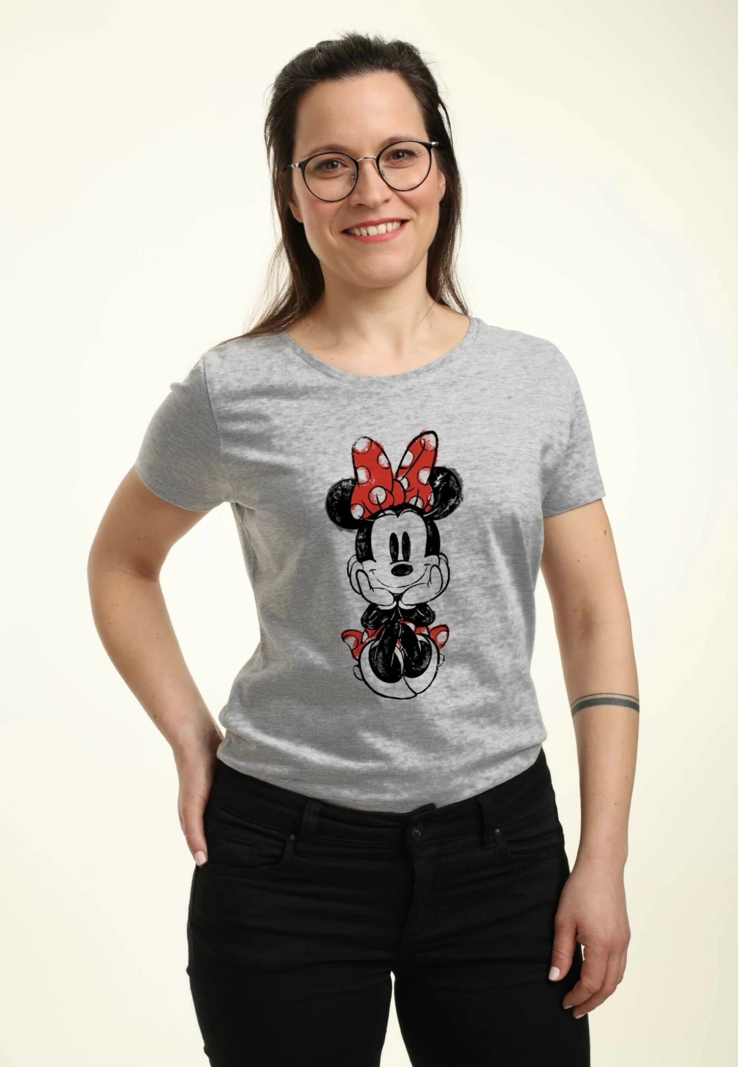 Disney Mickey Classic Sitting Minnie Sketch - T-Shirt Print - Heather Grey 6 Disney Mickey Classic Sitting Minnie Sketch - T-Shirt Print - Heather Grey - Afbeelding 4