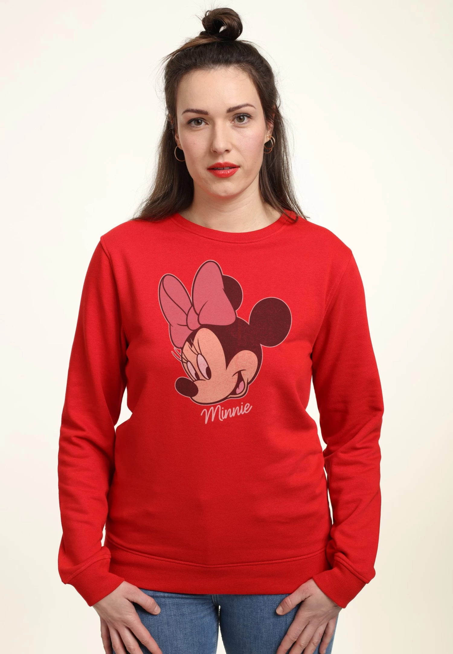 Disney Mickey Classic Minnie Big Face Distressed - Sweater - Red 5 Disney Mickey Classic Minnie Big Face Distressed - Sweater - Red - Afbeelding 3