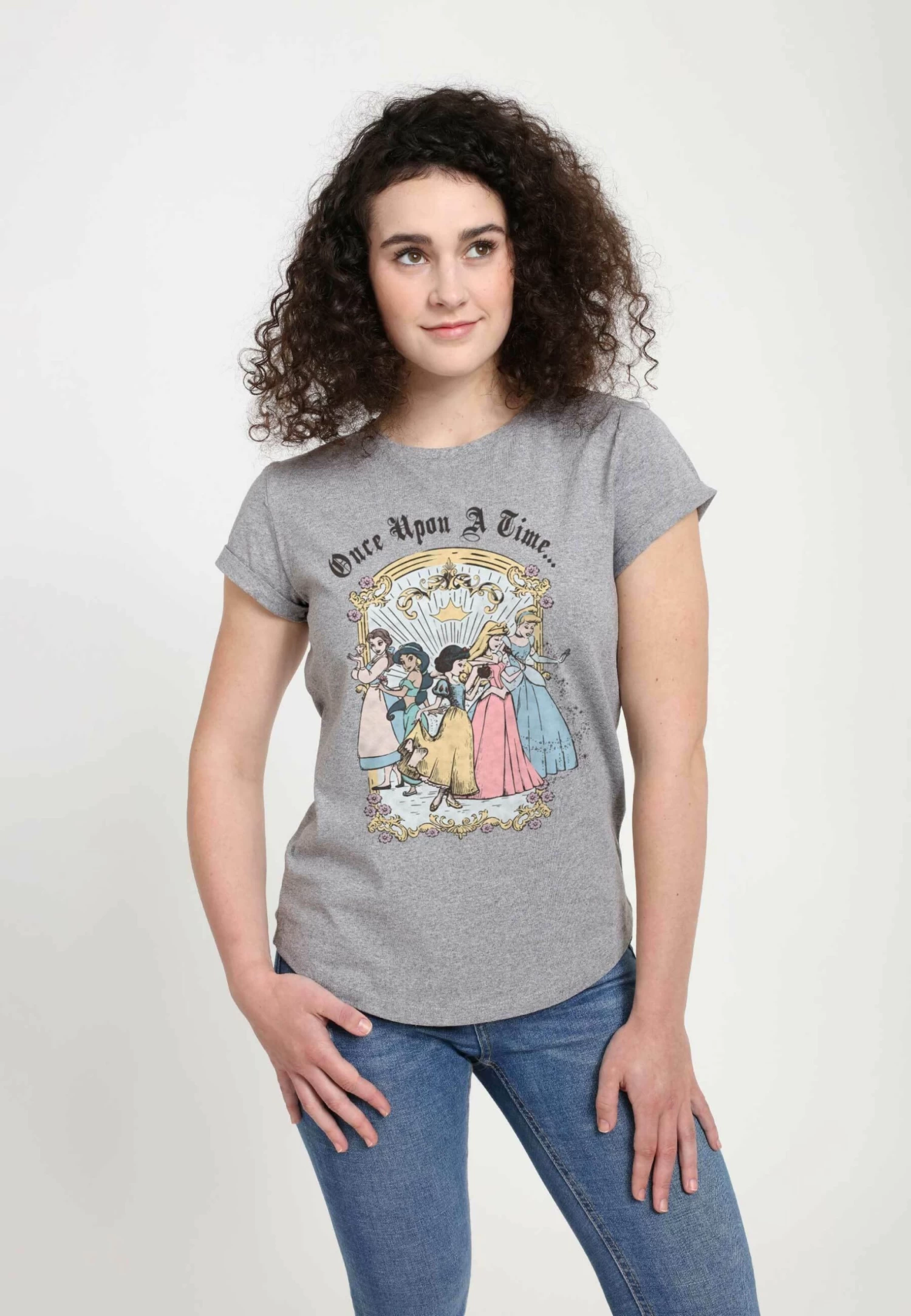 Disney Princesses Vintage Princess Group - T-Shirt Print - Melange Grey 5 Disney Princesses Vintage Princess Group - T-Shirt Print - Melange Grey - Afbeelding 3
