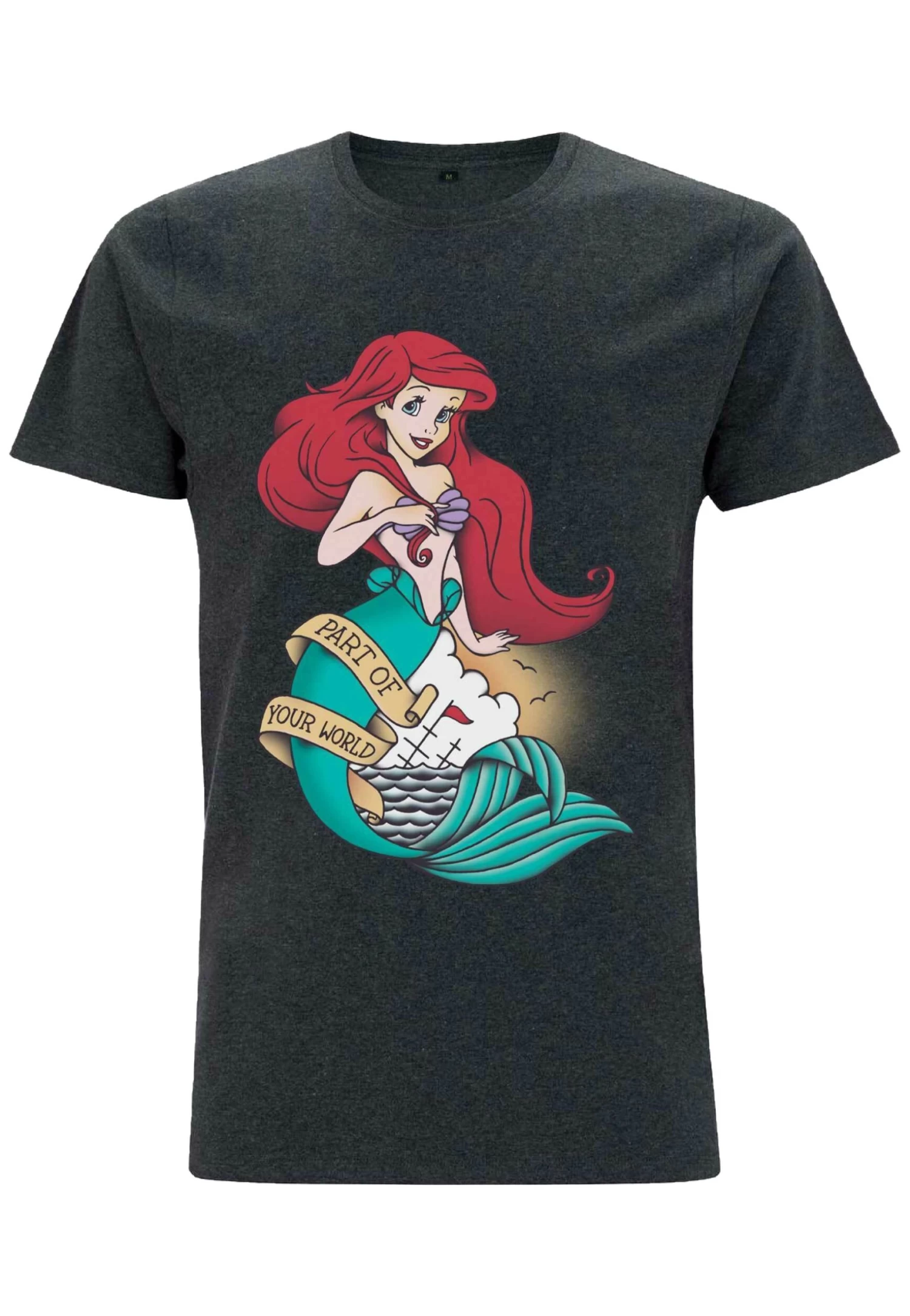 Disney The Little Mermaid Sailor Ariel Unisex - T-Shirt Print - Melange Black 7 Disney The Little Mermaid Sailor Ariel Unisex - T-Shirt Print - Melange Black - Afbeelding 5