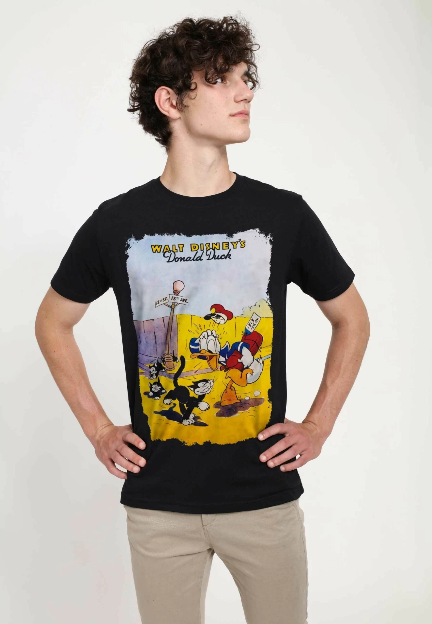 Disney Mickey Classic Unlucky Duck Unisex - T-Shirt Print - Black 5 Disney Mickey Classic Unlucky Duck Unisex - T-Shirt Print - Black - Afbeelding 3