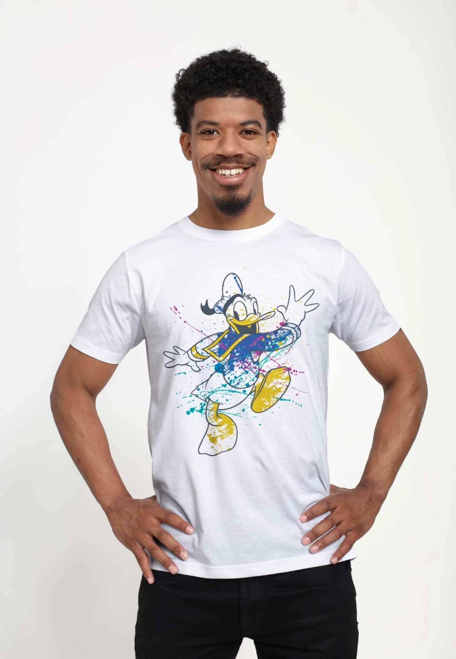 Disney Classic Mickey Splatter Donald Unisex - T-Shirt Print - White 3 Disney Classic Mickey Splatter Donald Unisex - T-Shirt Print - White
