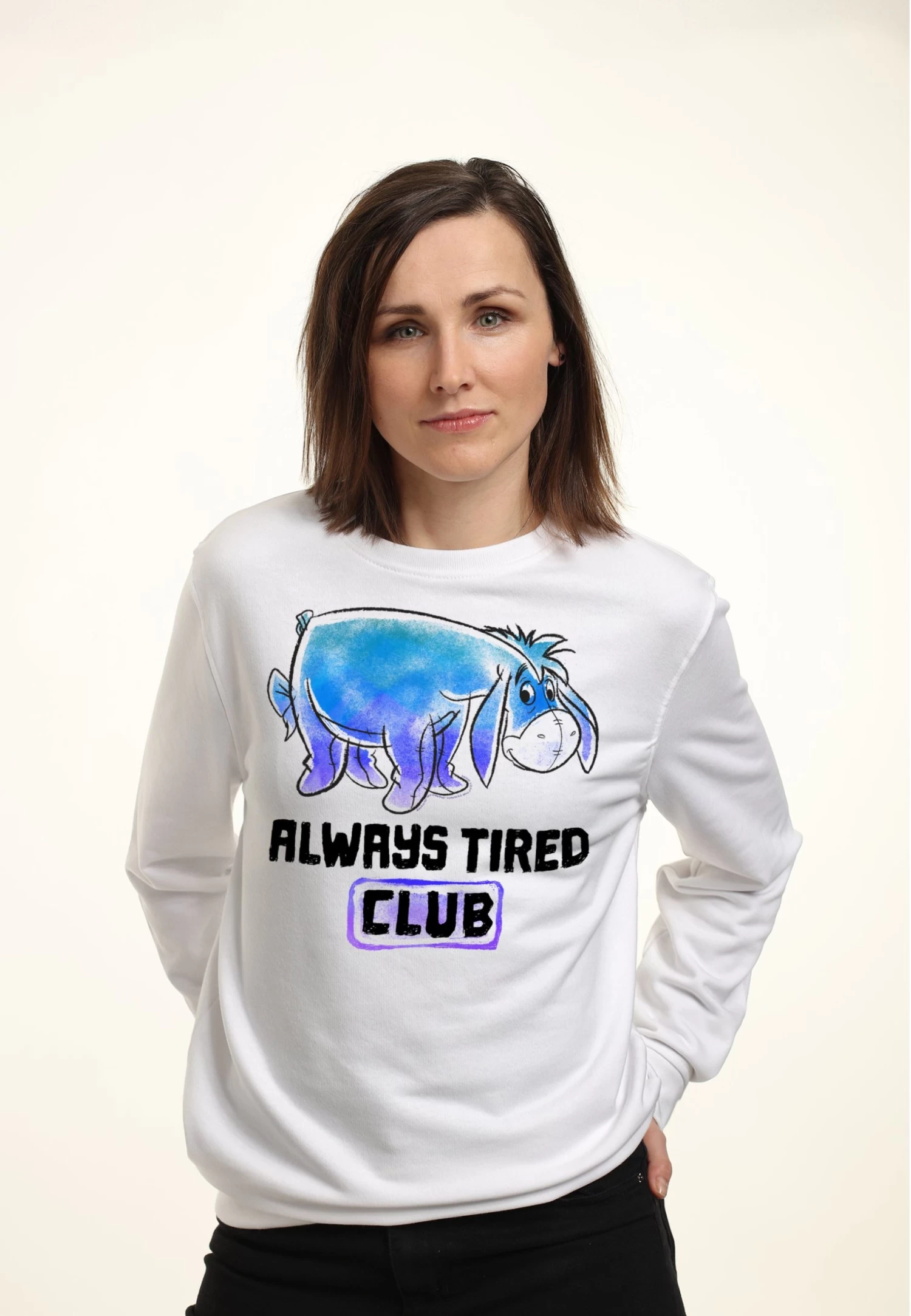Disney Winnie The Pooh Eeyore Tired Club - Sweater - White 3 Disney Winnie The Pooh Eeyore Tired Club - Sweater - White