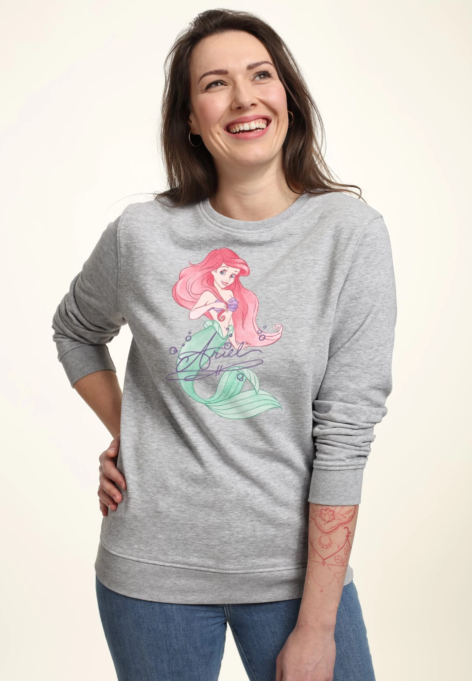 Disney The Little Mermaid Signed Ariel - Sweater - Heather Grey 5 Disney The Little Mermaid Signed Ariel - Sweater - Heather Grey - Afbeelding 3