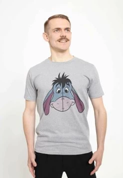 Disney Winnie The Pooh Eyore Big Face Unisex - T-Shirt Print - Melange Grey