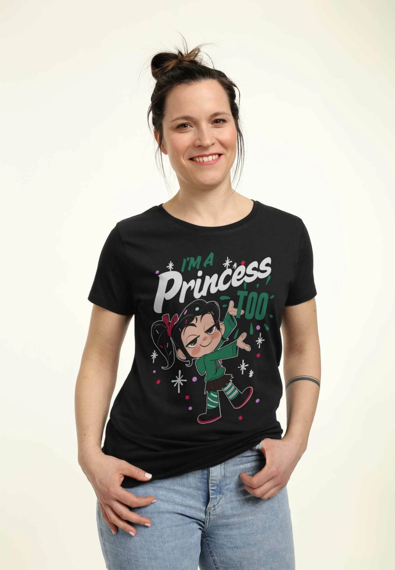 Disney Wreck It Ralph Princess Too - T-Shirt Print - Black 5 Disney Wreck It Ralph Princess Too - T-Shirt Print - Black - Afbeelding 3