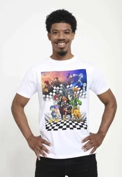 Disney Kingdom Hearts Group Checkers Unisex - T-Shirt Print - White