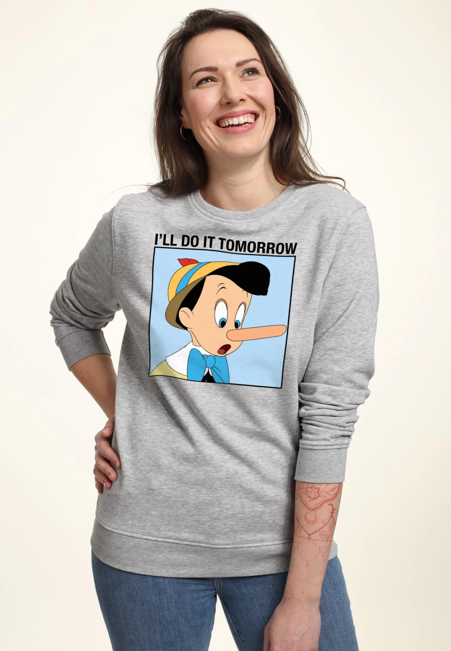 Disney Pinocchio Do It Tomorrow - Sweater - Heather Grey 5 Disney Pinocchio Do It Tomorrow - Sweater - Heather Grey - Afbeelding 3
