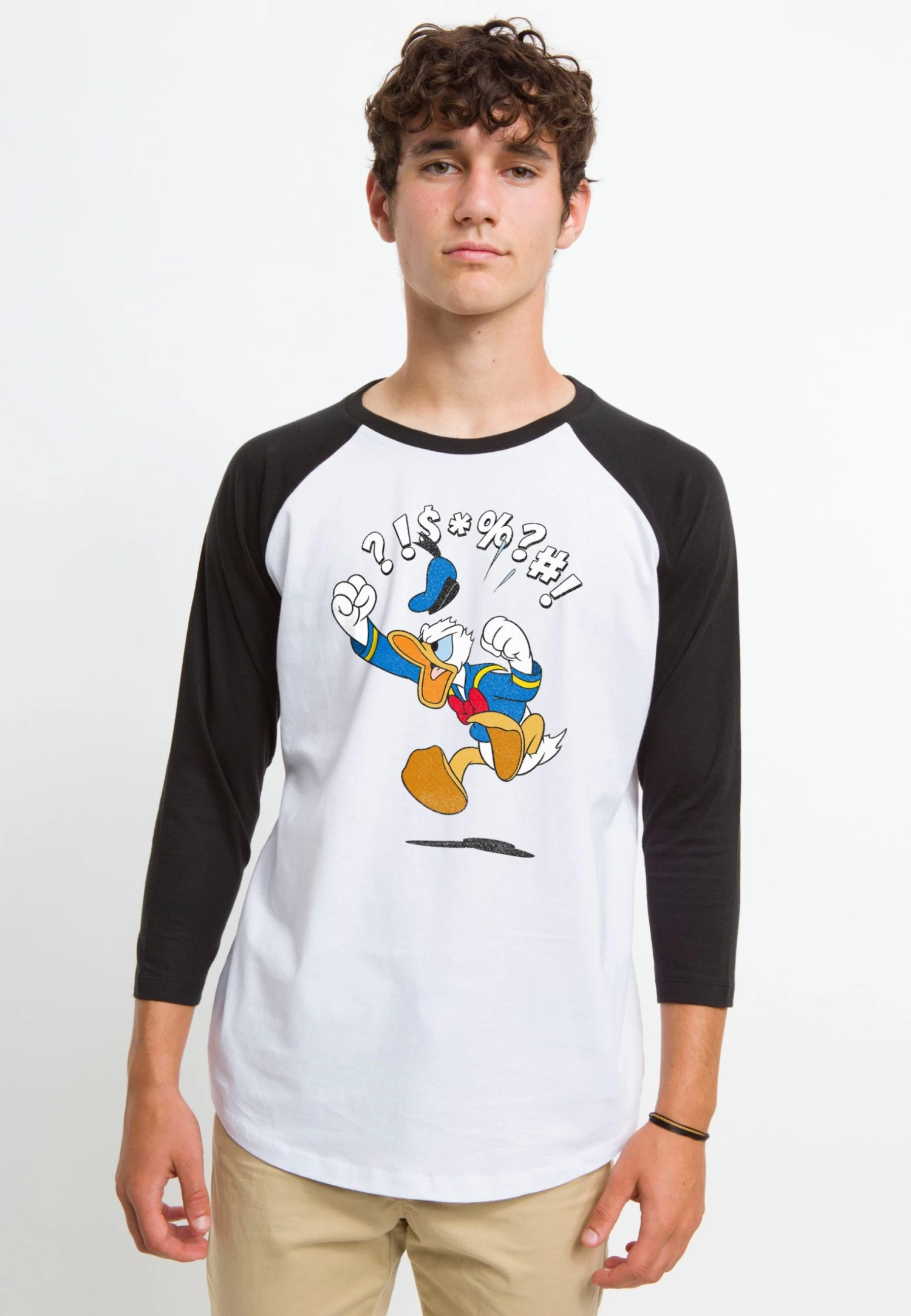 Disney Mickey Classic Donald Jump - Longsleeve - White Black 3 Disney Mickey Classic Donald Jump - Longsleeve - White Black