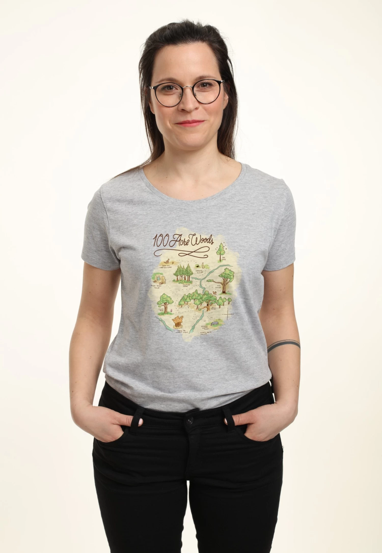 Disney Winnie The Pooh Acre Map - T-Shirt Print - Heather Grey 5 Disney Winnie The Pooh Acre Map - T-Shirt Print - Heather Grey - Afbeelding 3
