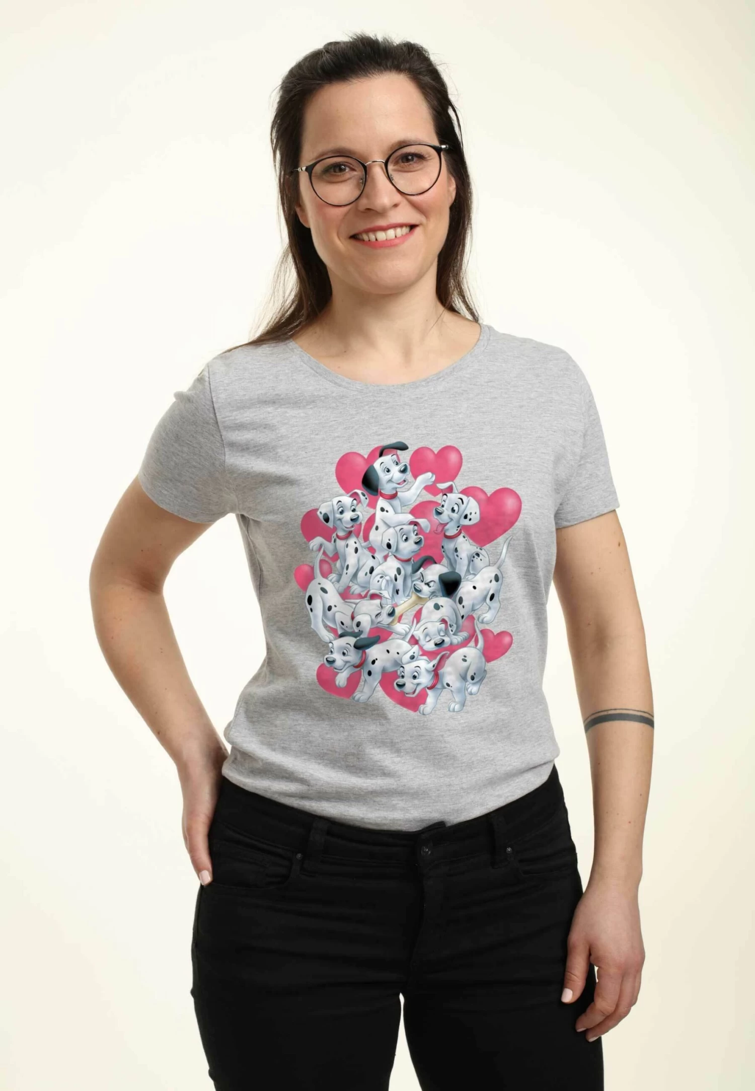 Disney Dalmatians Dalmatian Group Valentines - T-Shirt Print - Heather Grey 5 Disney Dalmatians Dalmatian Group Valentines - T-Shirt Print - Heather Grey - Afbeelding 3