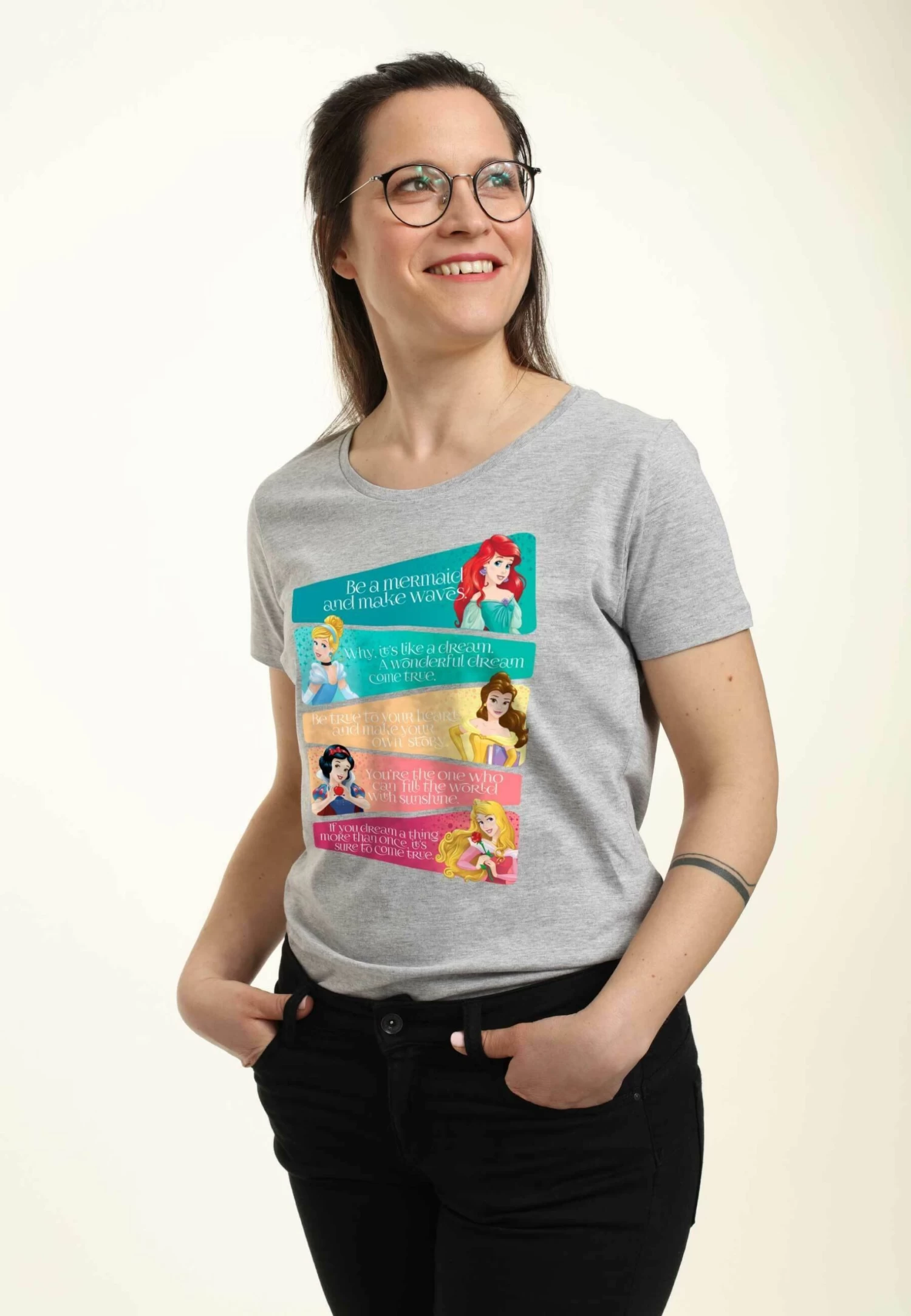 Disney Princesses Princess Adjectives - T-Shirt Print - Heather Grey 5 Disney Princesses Princess Adjectives - T-Shirt Print - Heather Grey - Afbeelding 3