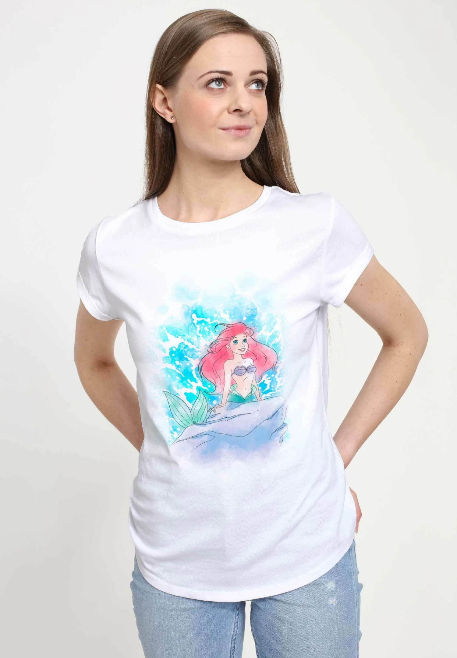 Disney The Little Mermaid Watercolor Splash - T-Shirt Print - White 6 Disney The Little Mermaid Watercolor Splash - T-Shirt Print - White - Afbeelding 4
