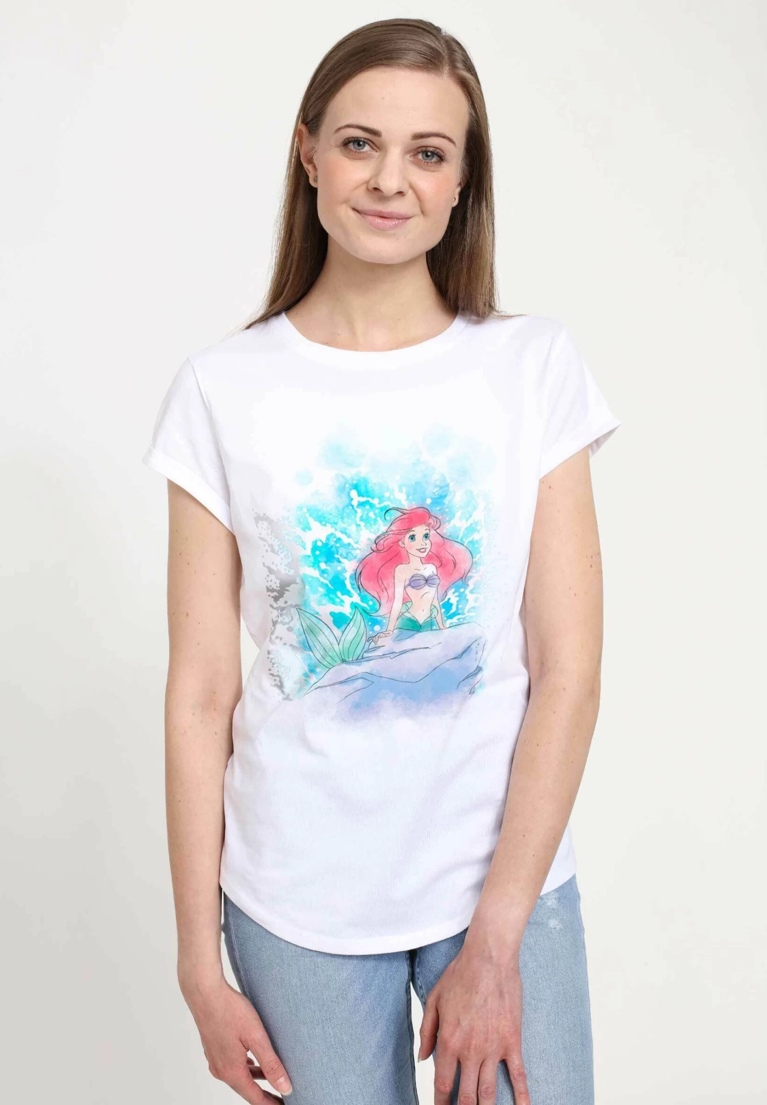 Disney The Little Mermaid Watercolor Splash - T-Shirt Print - White 3 Disney The Little Mermaid Watercolor Splash - T-Shirt Print - White