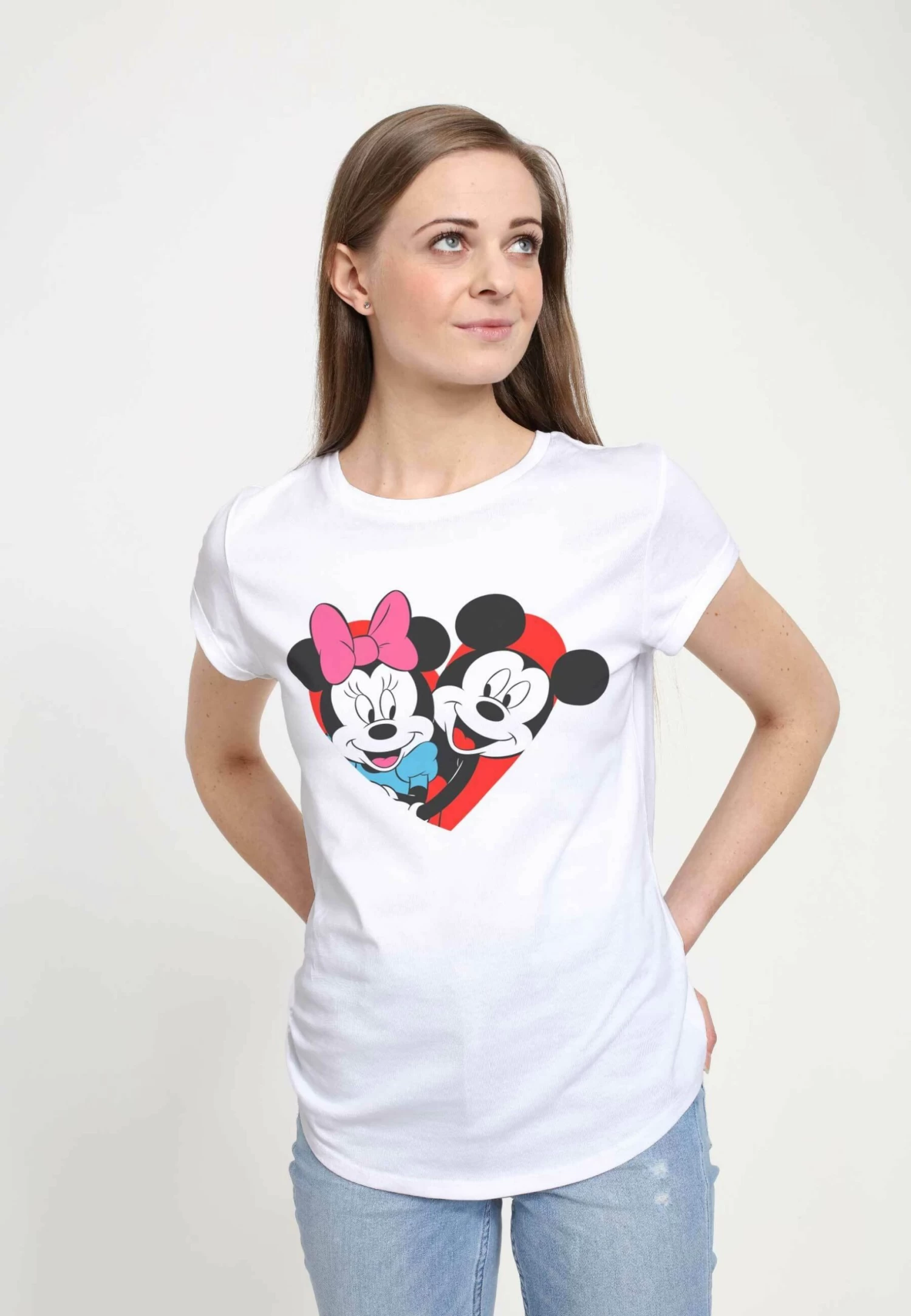 Disney Mickey Mouse Mickey Minnie Heart - T-Shirt Print - White 5 Disney Mickey Mouse Mickey Minnie Heart - T-Shirt Print - White - Afbeelding 3