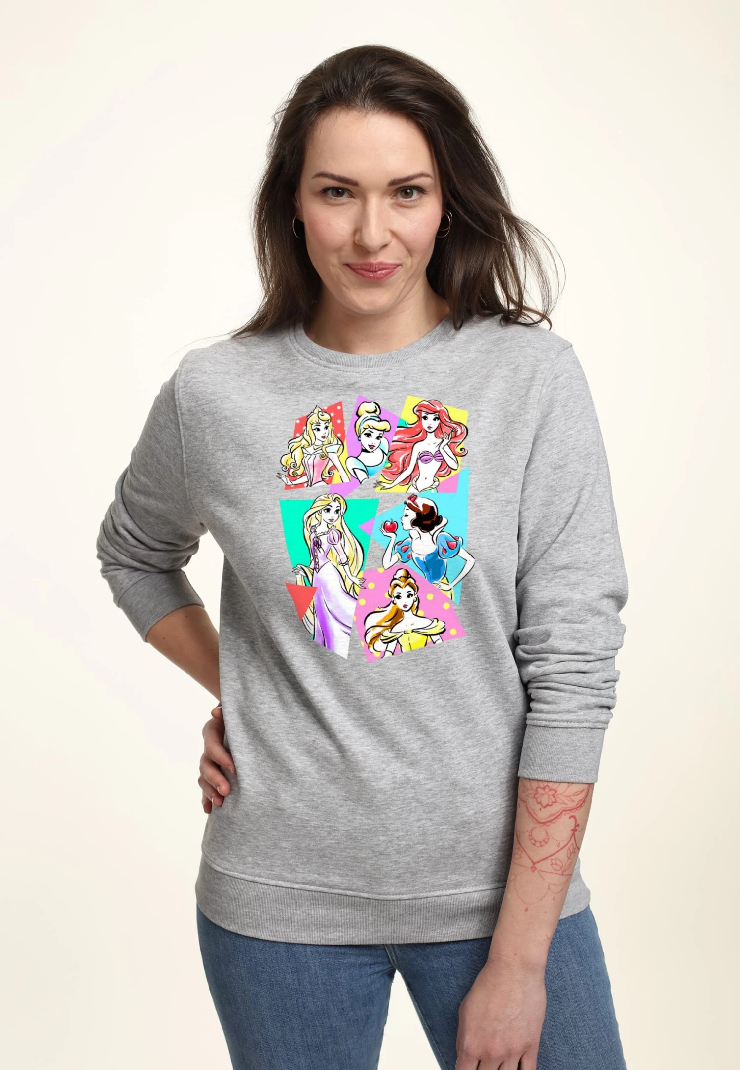 Disney Princesses Neon Pop - Sweater - Heather Grey 5 Disney Princesses Neon Pop - Sweater - Heather Grey - Afbeelding 3