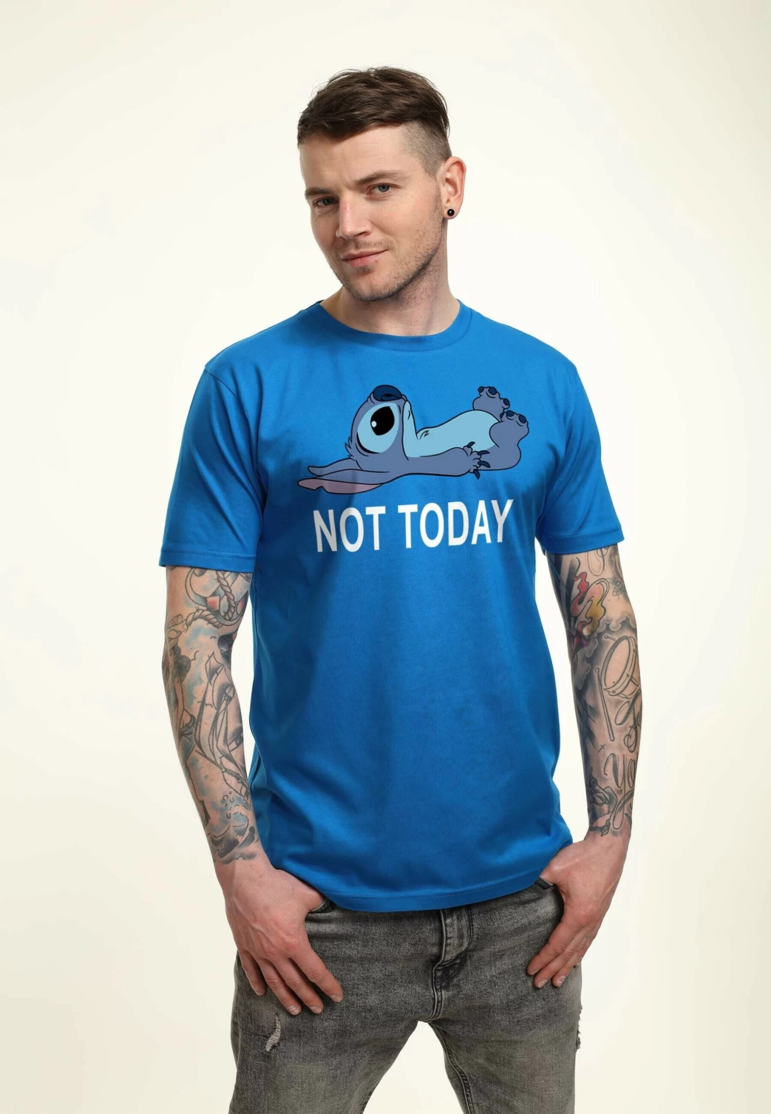 Disney Lilo & Stitch Not Today Unisex - T-Shirt Print - Bright Blue 6 Disney Lilo & Stitch Not Today Unisex - T-Shirt Print - Bright Blue - Afbeelding 4