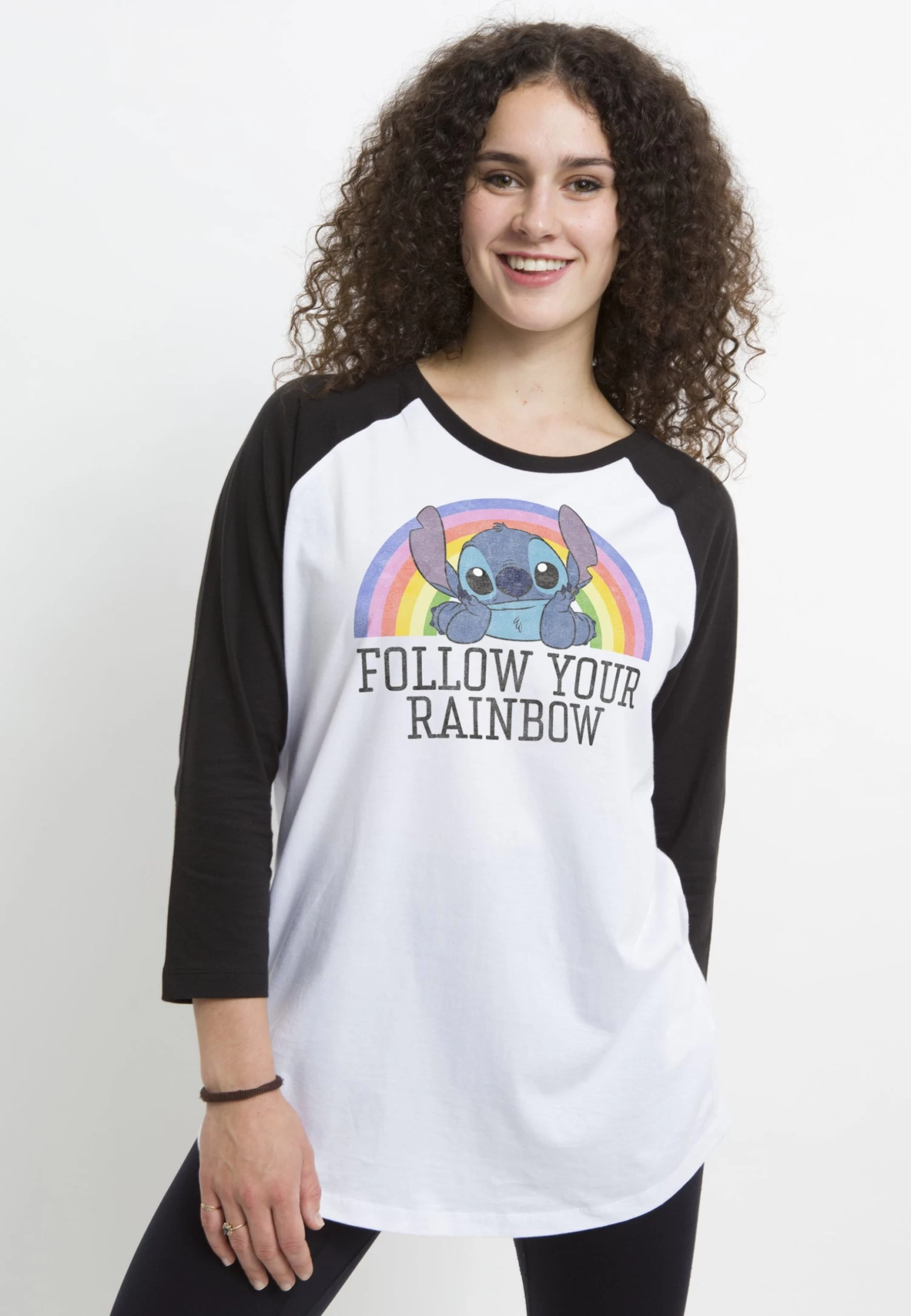 Disney LiloStitch Rainbow - Longsleeve - White Black 6 Disney LiloStitch Rainbow - Longsleeve - White Black - Afbeelding 4