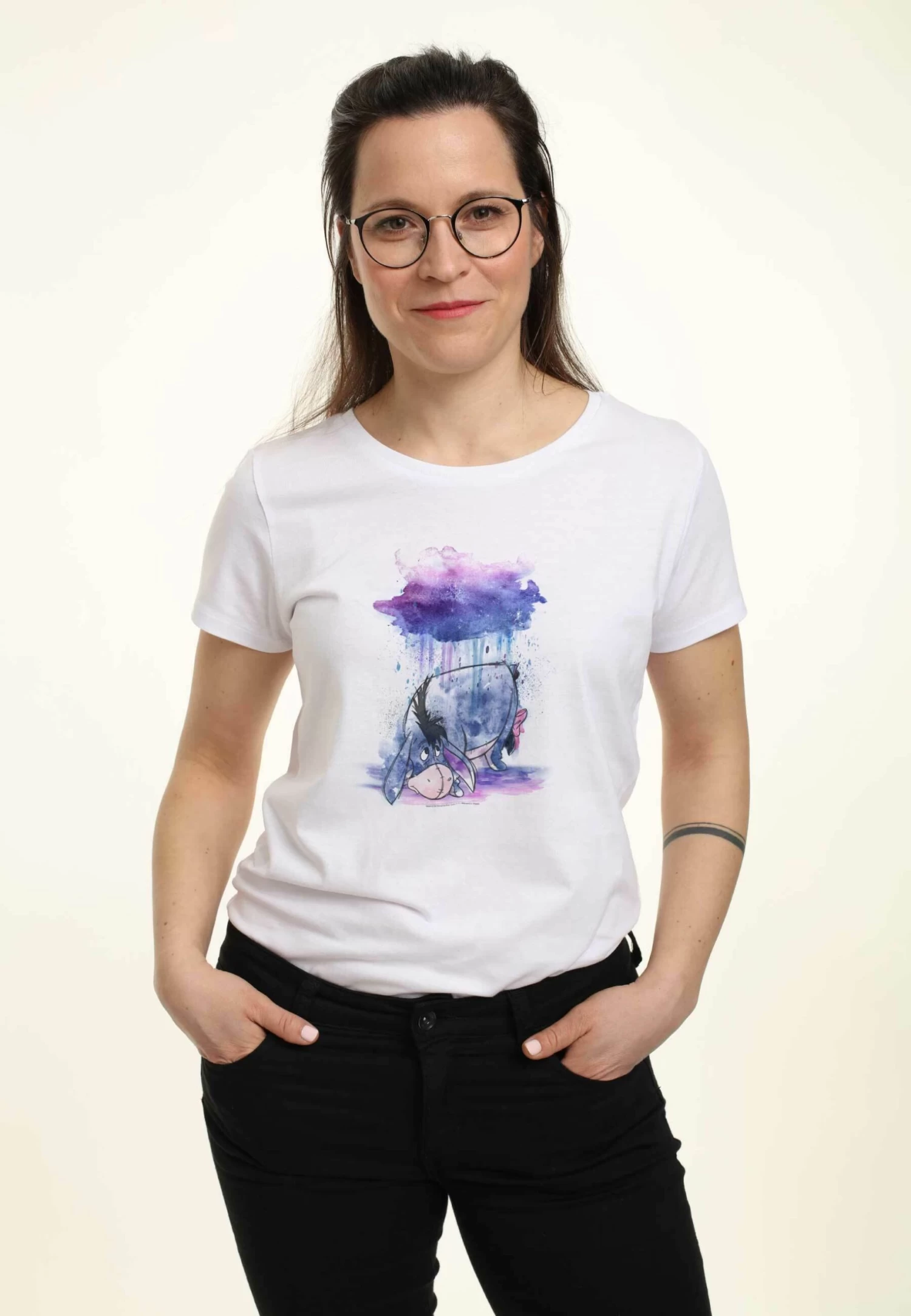 Disney Winnie The Pooh Watercolor Eeyore - T-Shirt Print - White 3 Disney Winnie The Pooh Watercolor Eeyore - T-Shirt Print - White