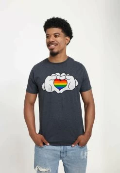 Disney Classic Mickey Rainbow Love Unisex - T-Shirt Print - Melange Black -Disney 7c376216e40141ac83c4c1acc54520ab