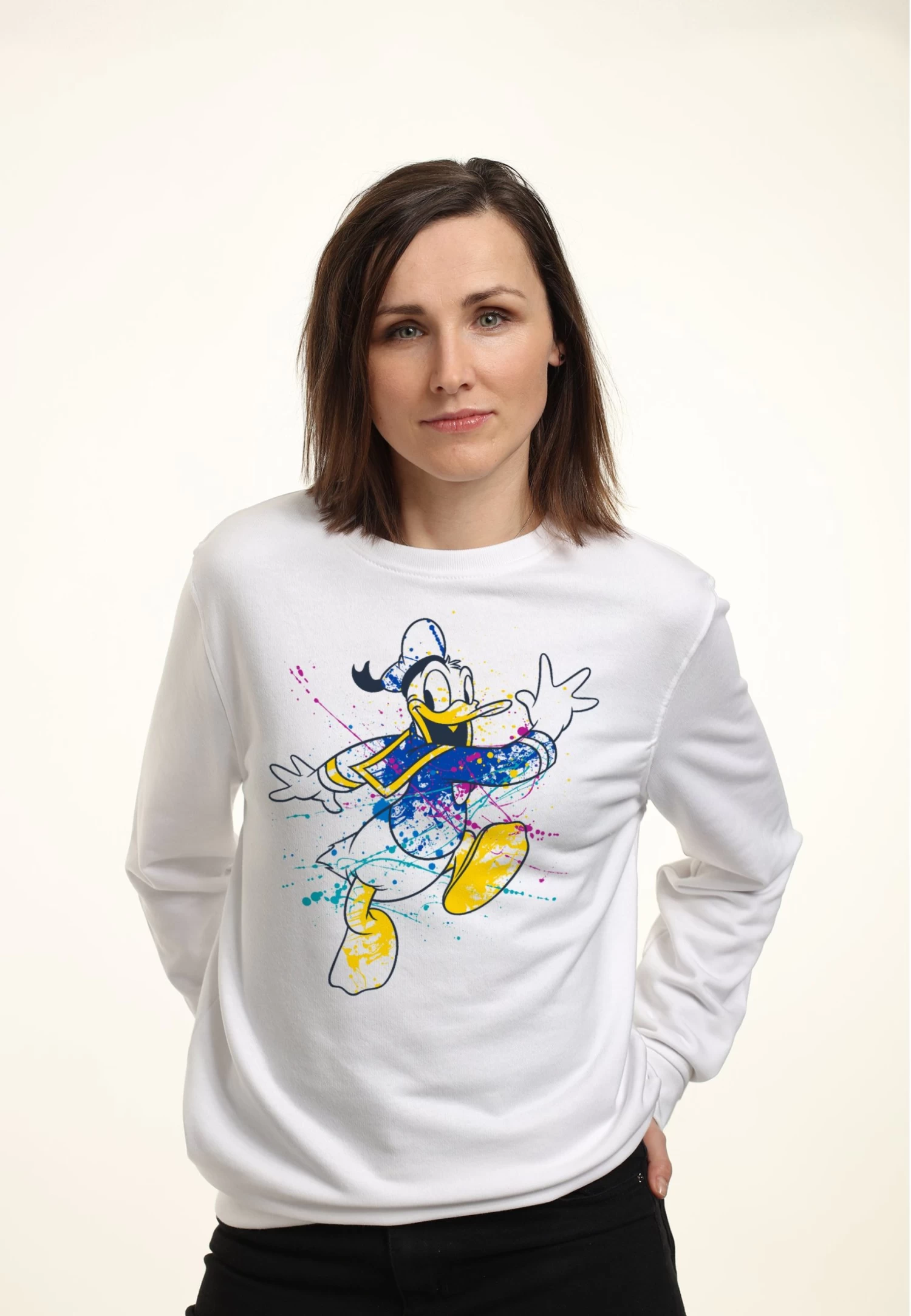 Disney Classic Mickey Splatter Donald - Sweater - White 3 Disney Classic Mickey Splatter Donald - Sweater - White