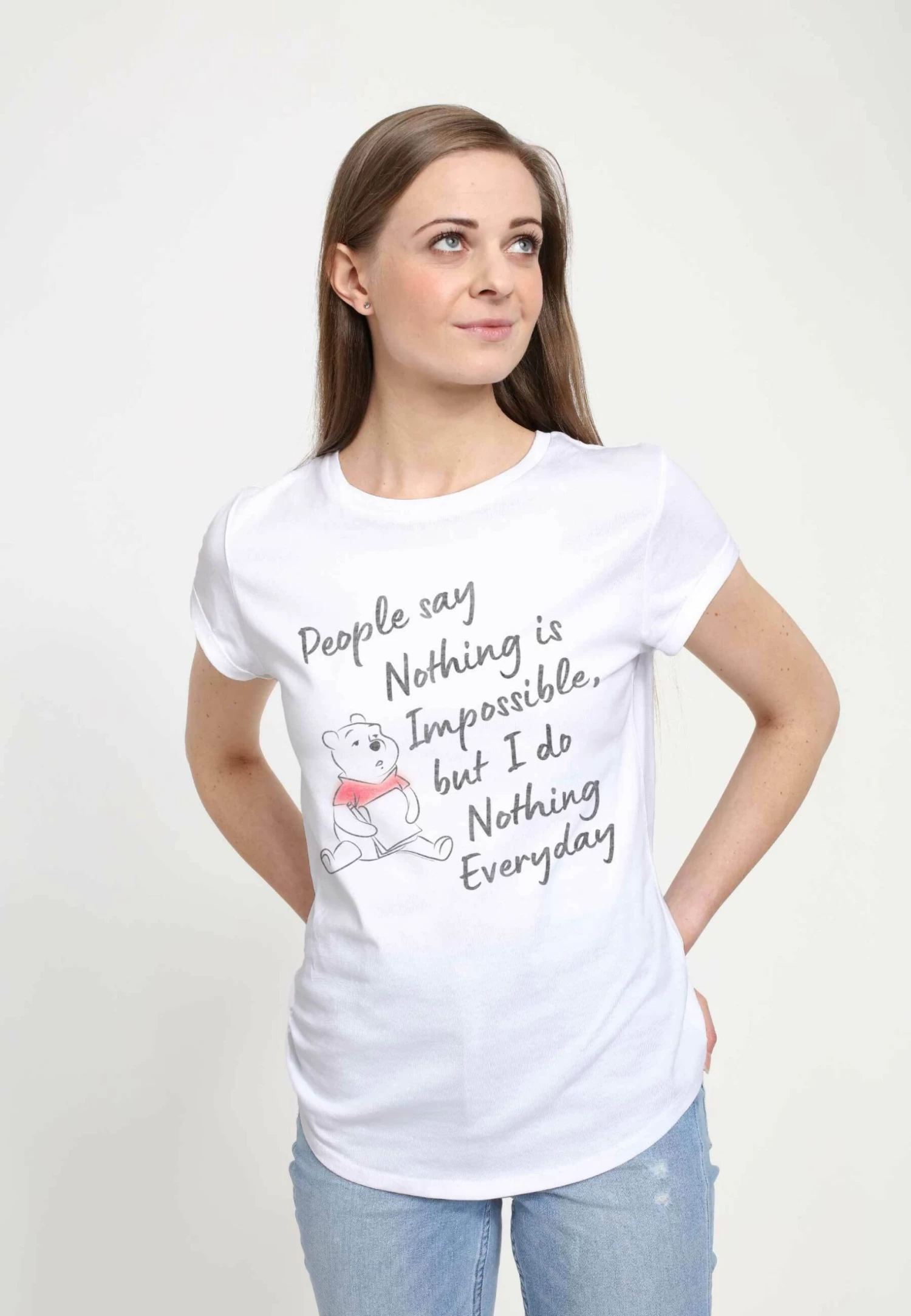 Disney Winnie The Pooh Nothing Is Impossible - T-Shirt Print - White 6 Disney Winnie The Pooh Nothing Is Impossible - T-Shirt Print - White - Afbeelding 4
