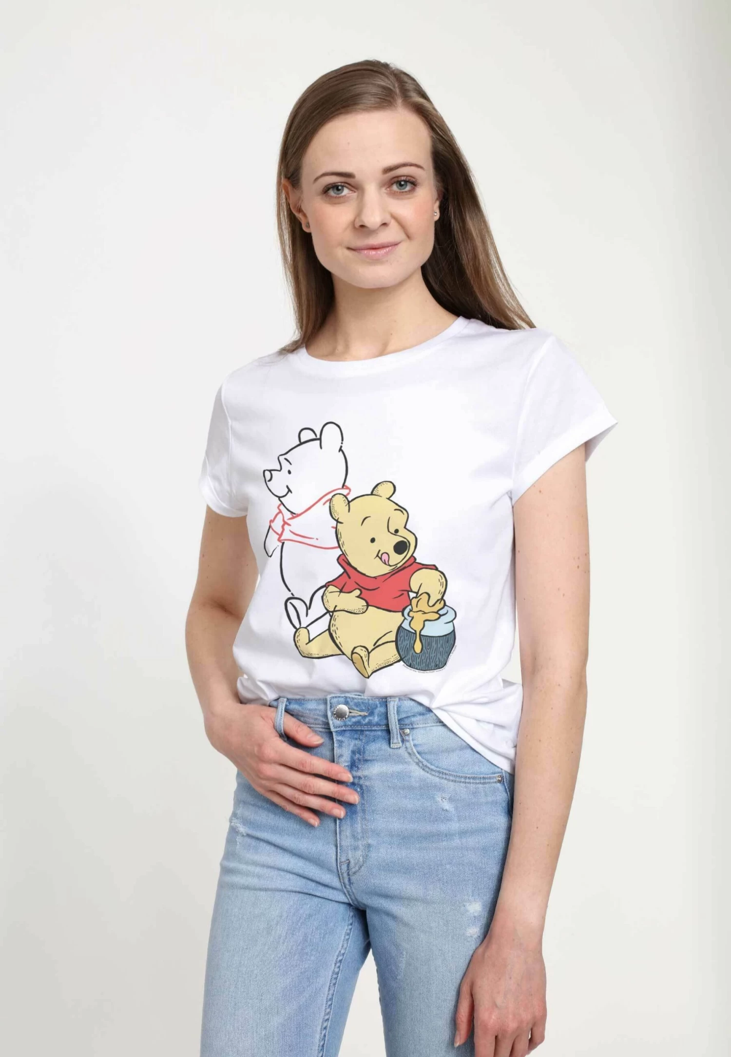 Disney Winnie The Pooh Pooh Line Art - T-Shirt Print - White 5 Disney Winnie The Pooh Pooh Line Art - T-Shirt Print - White - Afbeelding 3