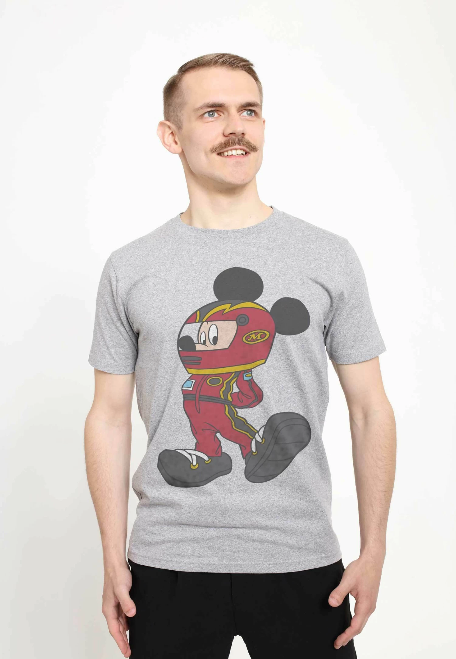 Disney Classic Mickey Mickey Racecar Driver Unisex - T-Shirt Print - Melange Grey 3 Disney Classic Mickey Mickey Racecar Driver Unisex - T-Shirt Print - Melange Grey