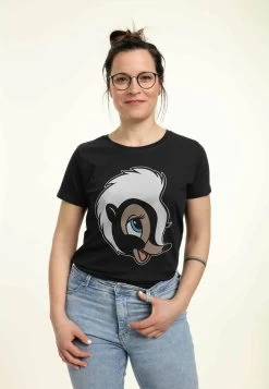 Disney Bambi Flower Big Face - T-Shirt Print - Black -Disney 965a13a9293844eda1169ddf0b6dac38