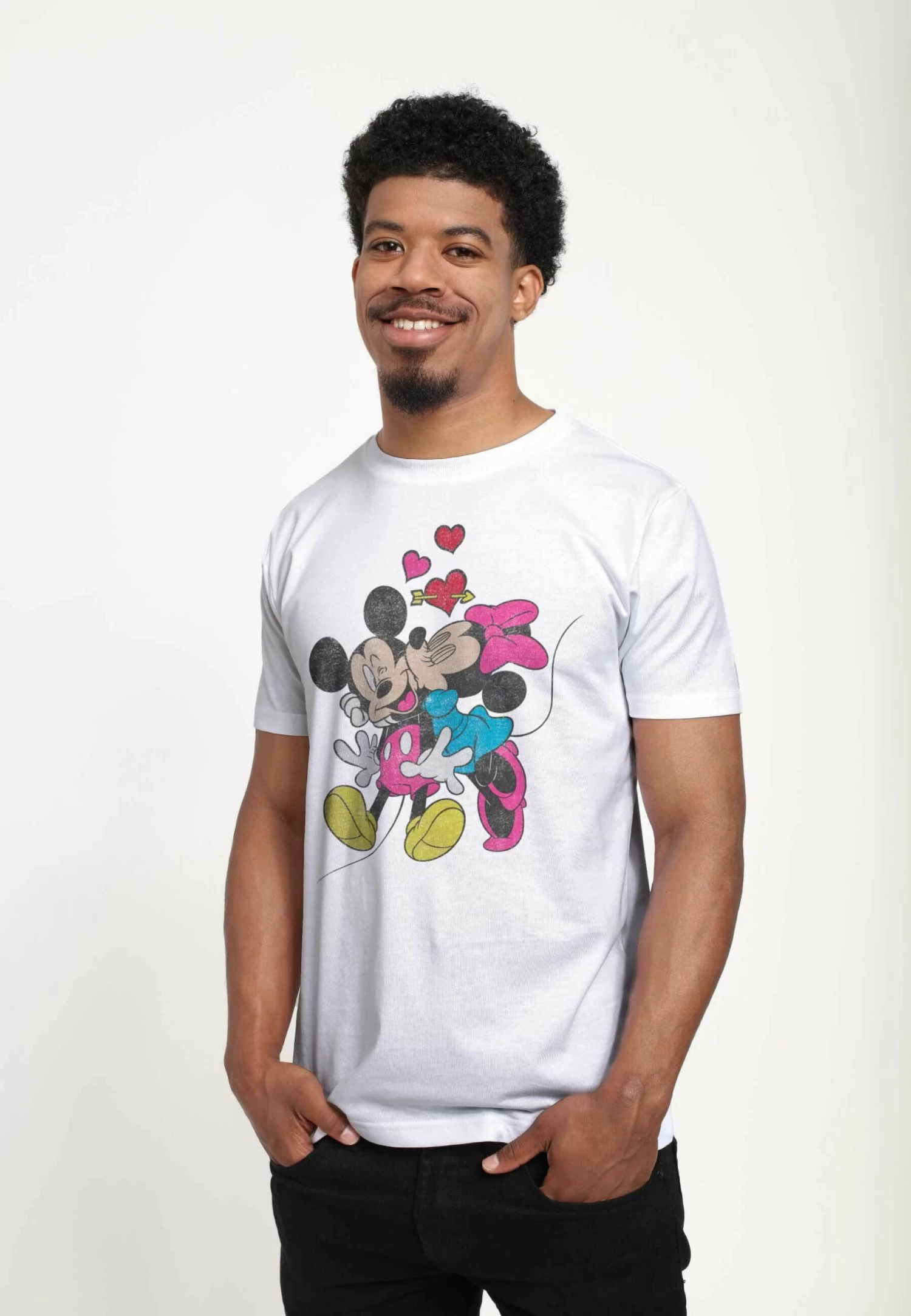 Disney Mickey Mouse Mickey Minnie Love Unisex - T-Shirt Print - White 6 Disney Mickey Mouse Mickey Minnie Love Unisex - T-Shirt Print - White - Afbeelding 4