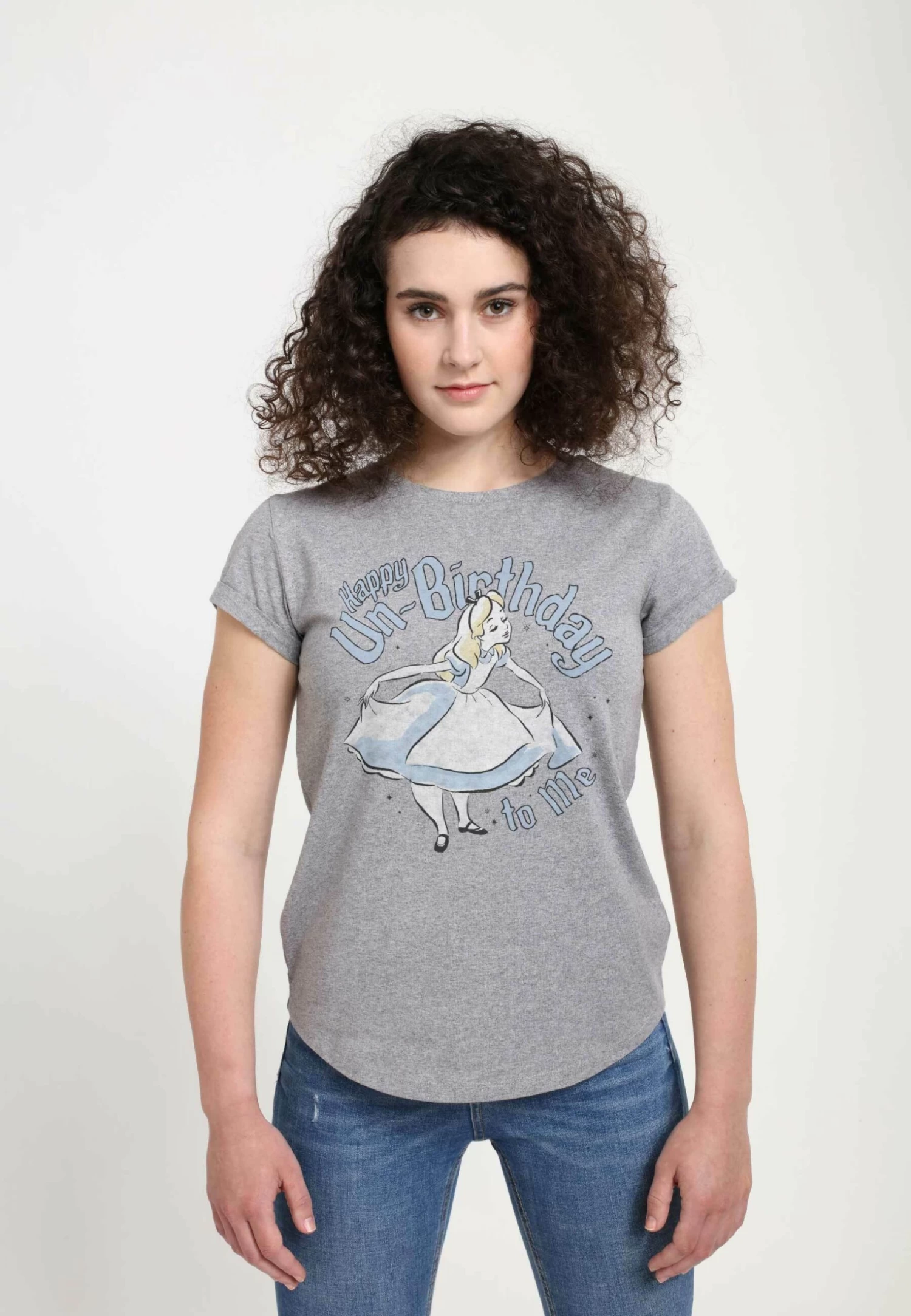 Disney Alice In Wonderland Alice Unbirthday - T-Shirt Print - Melange Grey 5 Disney Alice In Wonderland Alice Unbirthday - T-Shirt Print - Melange Grey - Afbeelding 3
