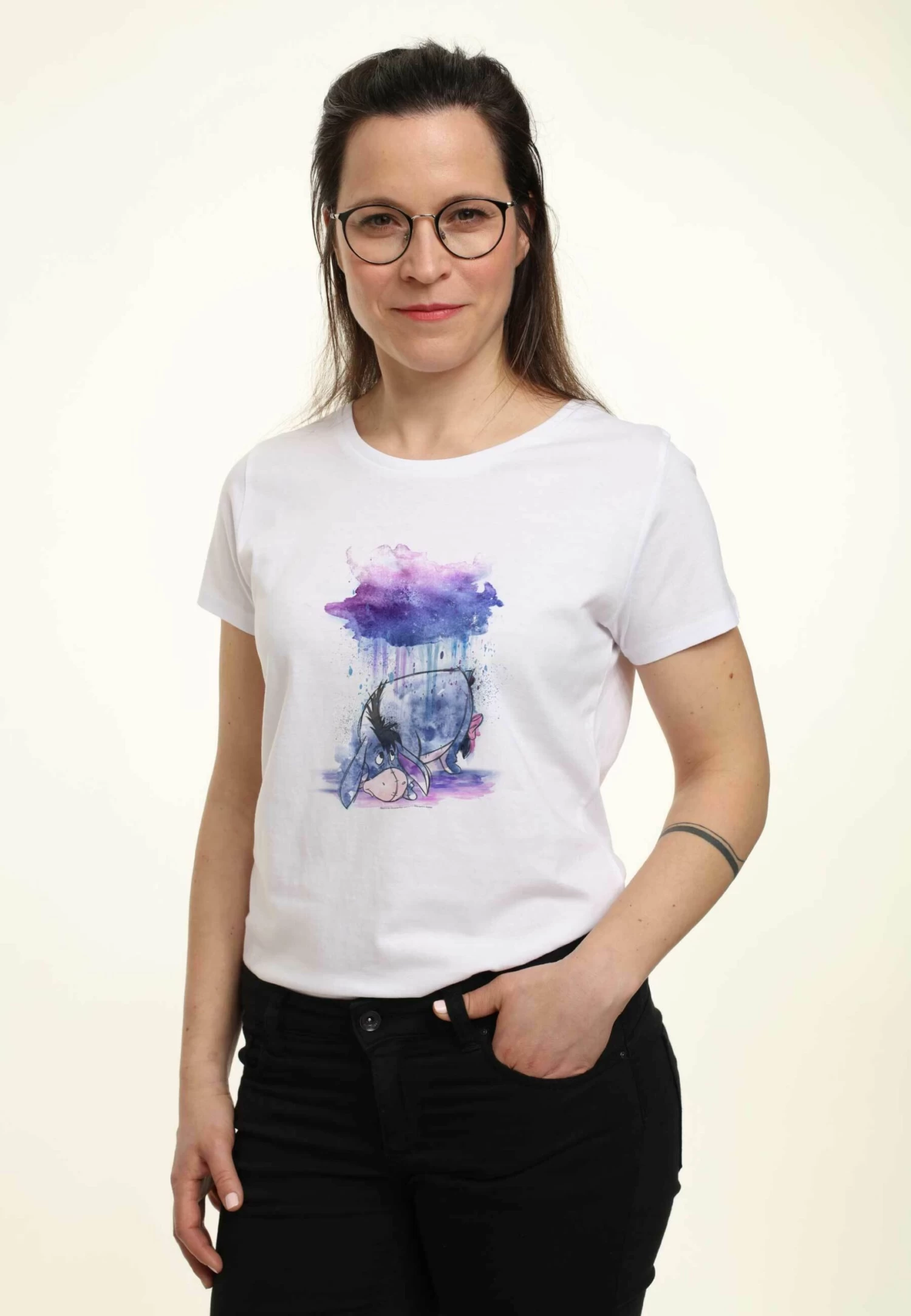Disney Winnie The Pooh Watercolor Eeyore - T-Shirt Print - White 5 Disney Winnie The Pooh Watercolor Eeyore - T-Shirt Print - White - Afbeelding 3