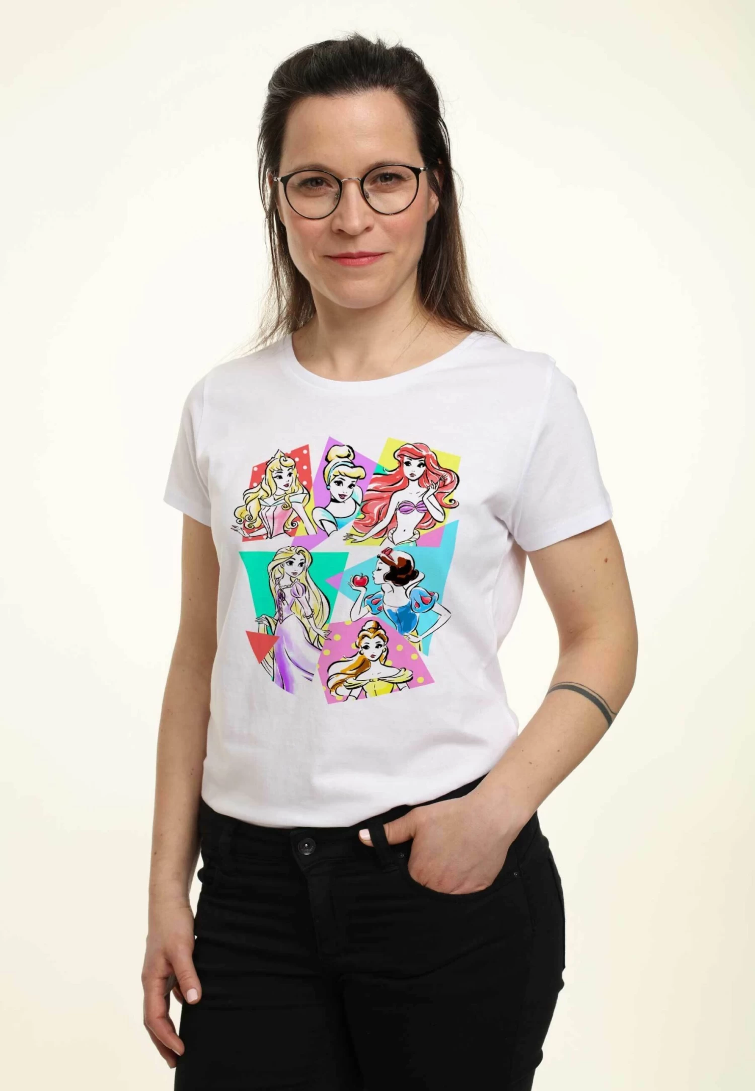 Disney Princesses Neon Pop - T-Shirt Print - White 5 Disney Princesses Neon Pop - T-Shirt Print - White - Afbeelding 3
