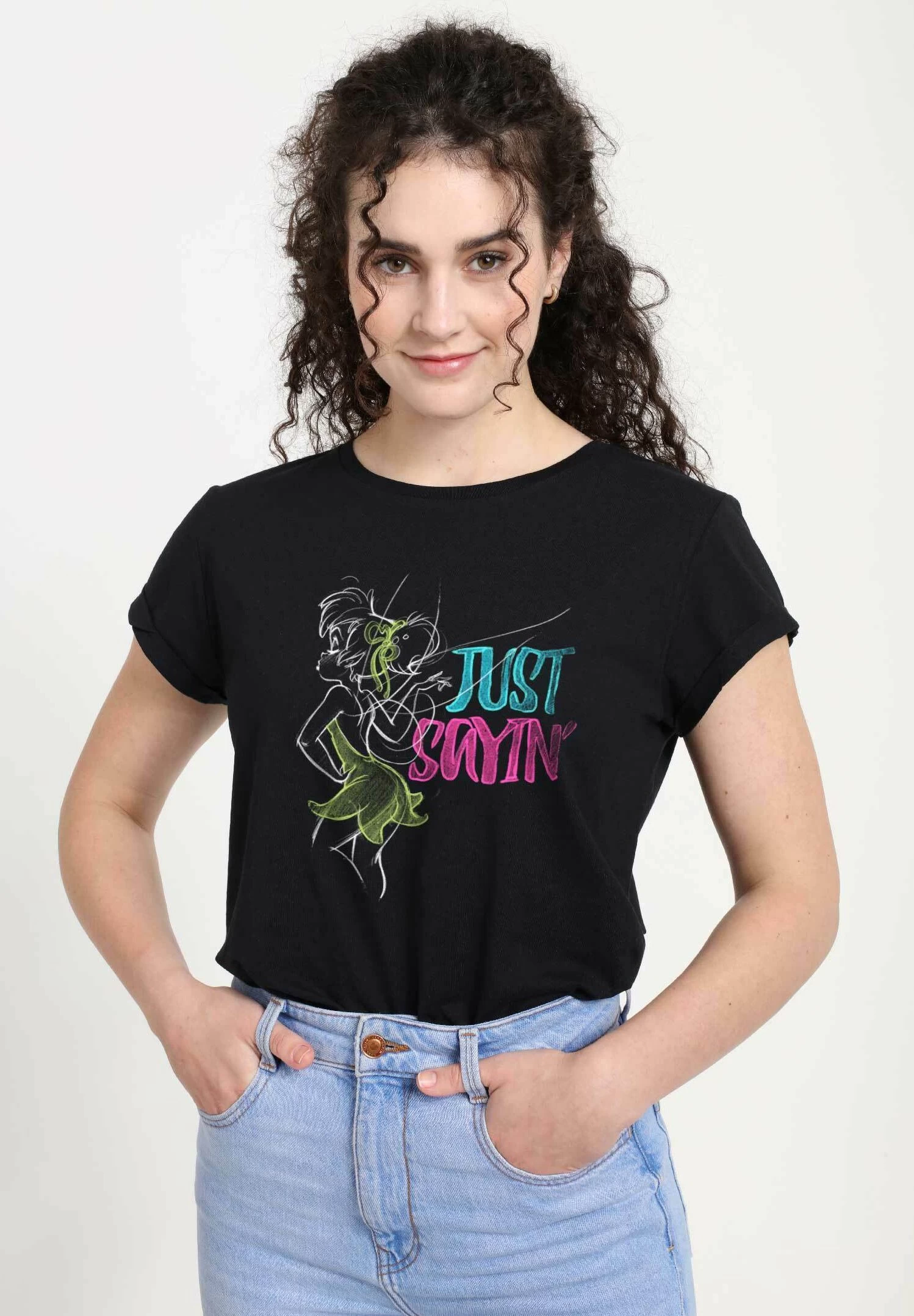 Disney Peter Pan Just Sayin Tink - T-Shirt Print - Black 5 Disney Peter Pan Just Sayin Tink - T-Shirt Print - Black - Afbeelding 3