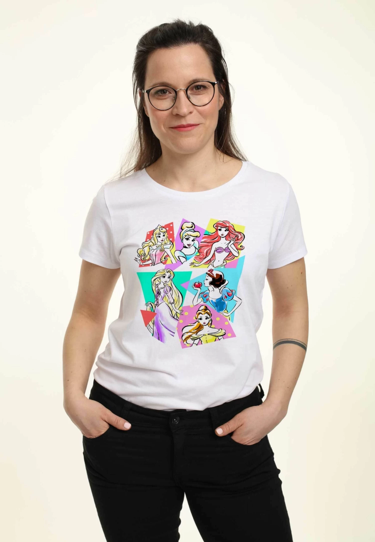Disney Princesses Neon Pop - T-Shirt Print - White 3 Disney Princesses Neon Pop - T-Shirt Print - White