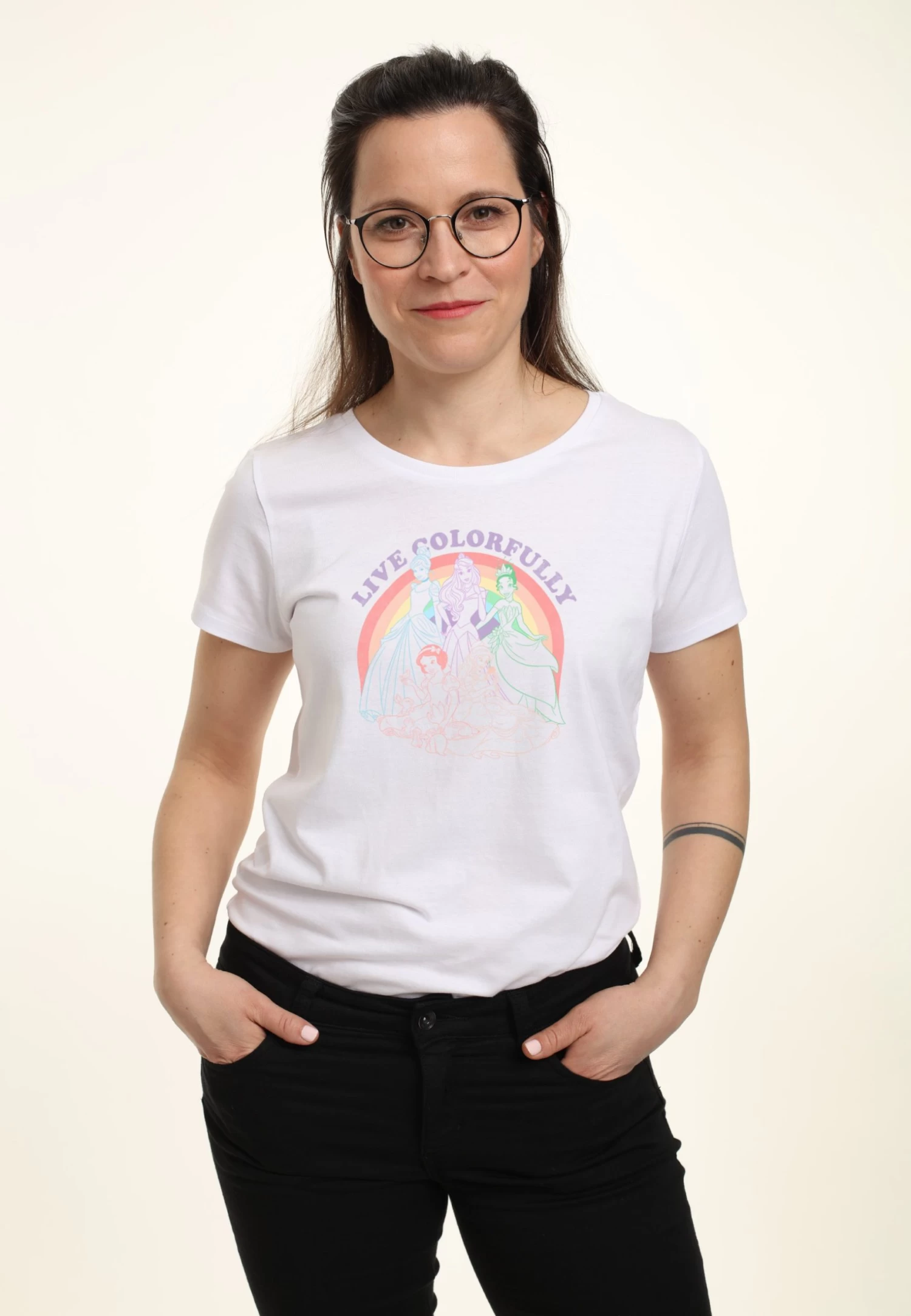 Disney Princesses Rainbow Princess - T-Shirt Print - White 3 Disney Princesses Rainbow Princess - T-Shirt Print - White