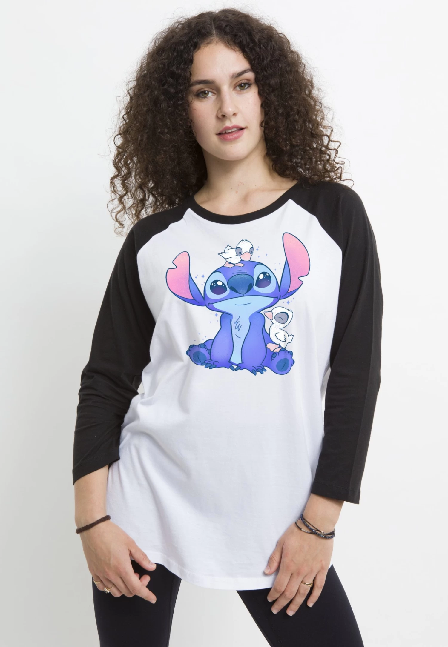 Disney Lilo Stitch Cute Ducks - Longsleeve - White Black 3 Disney Lilo Stitch Cute Ducks - Longsleeve - White Black