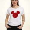 Disney Mickey Classic Mickey Mouse Roses - T-Shirt Print - White -Disney ae0964ec04854e058984bd8865daf856